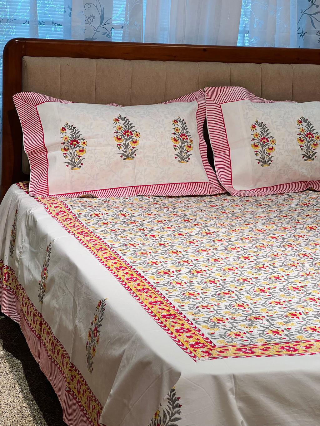 Hand Block Printed King Size Bedsheet