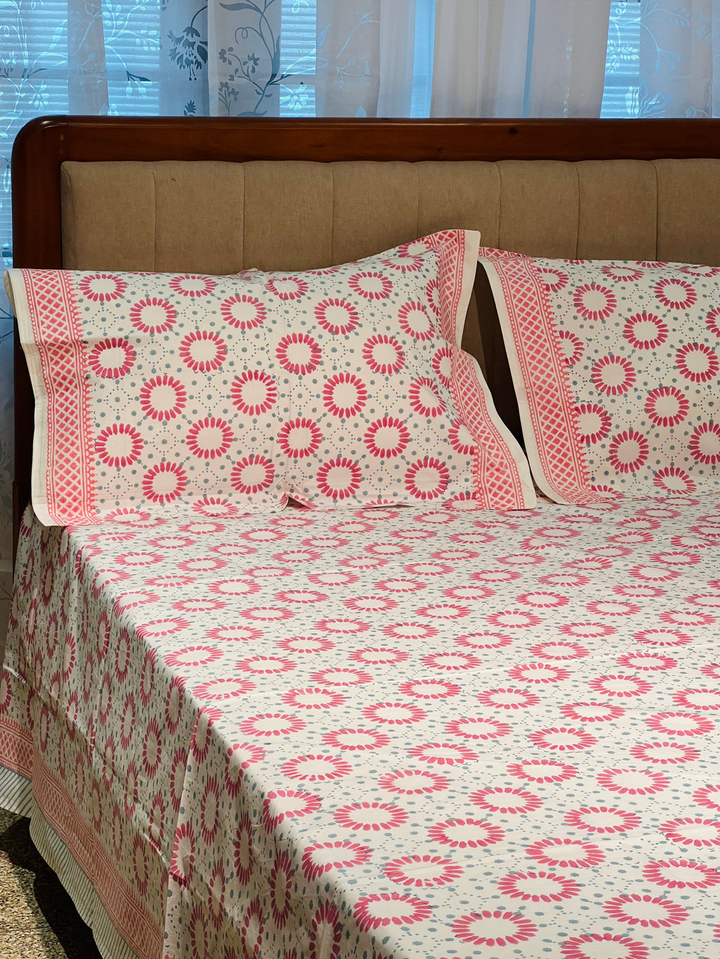Hand Block Printed King Size Bedsheet