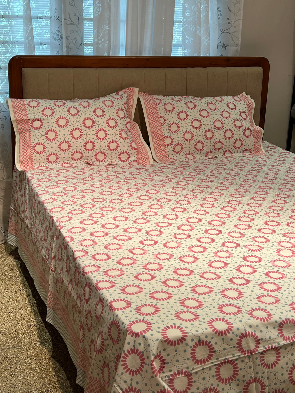 Hand Block Printed King Size Bedsheet