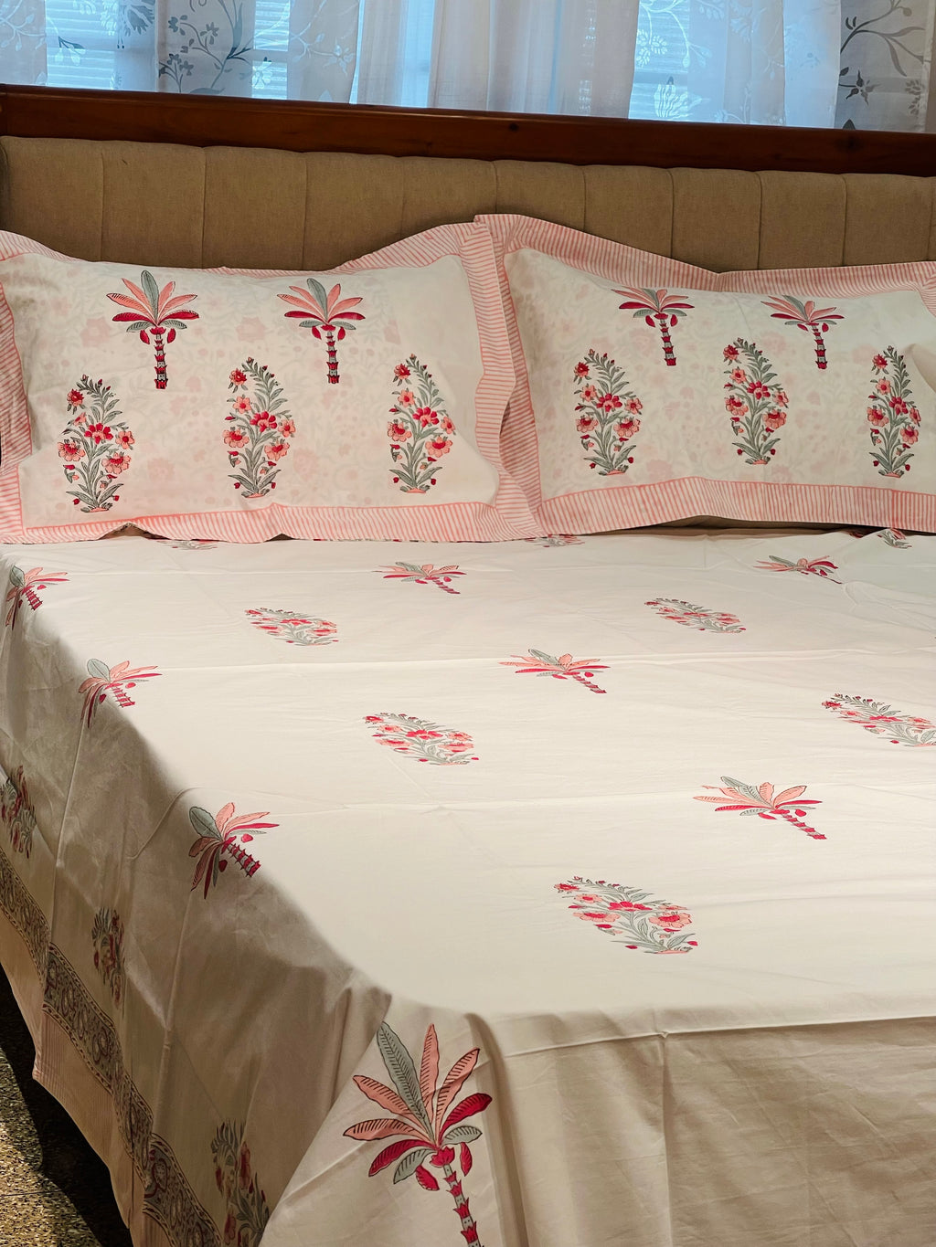 Hand Block Printed King Size Bedsheet