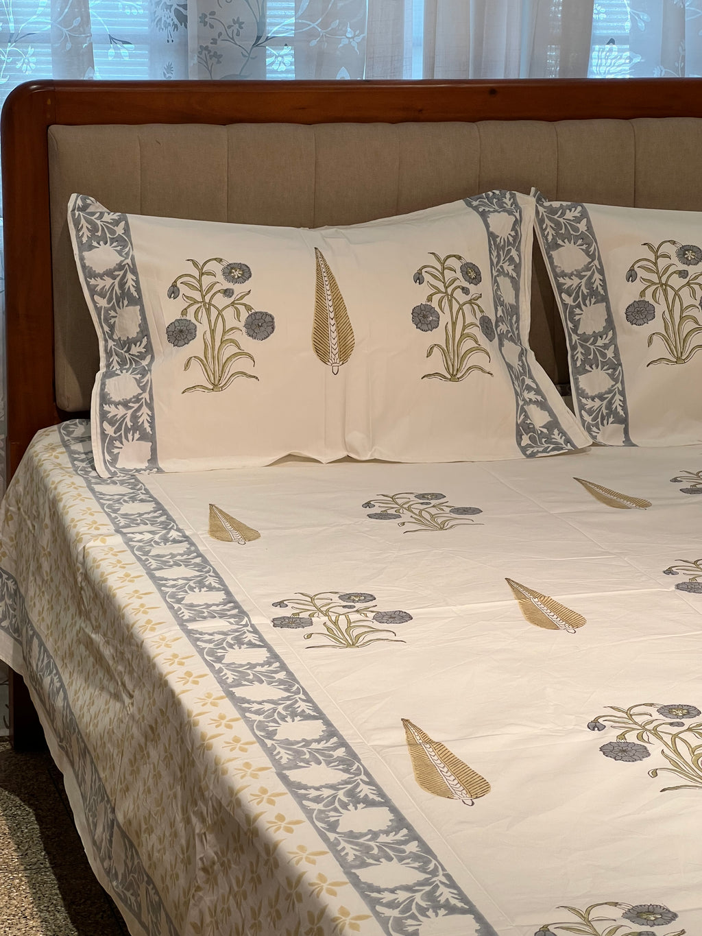 Hand Block Printed King Size Bedsheet