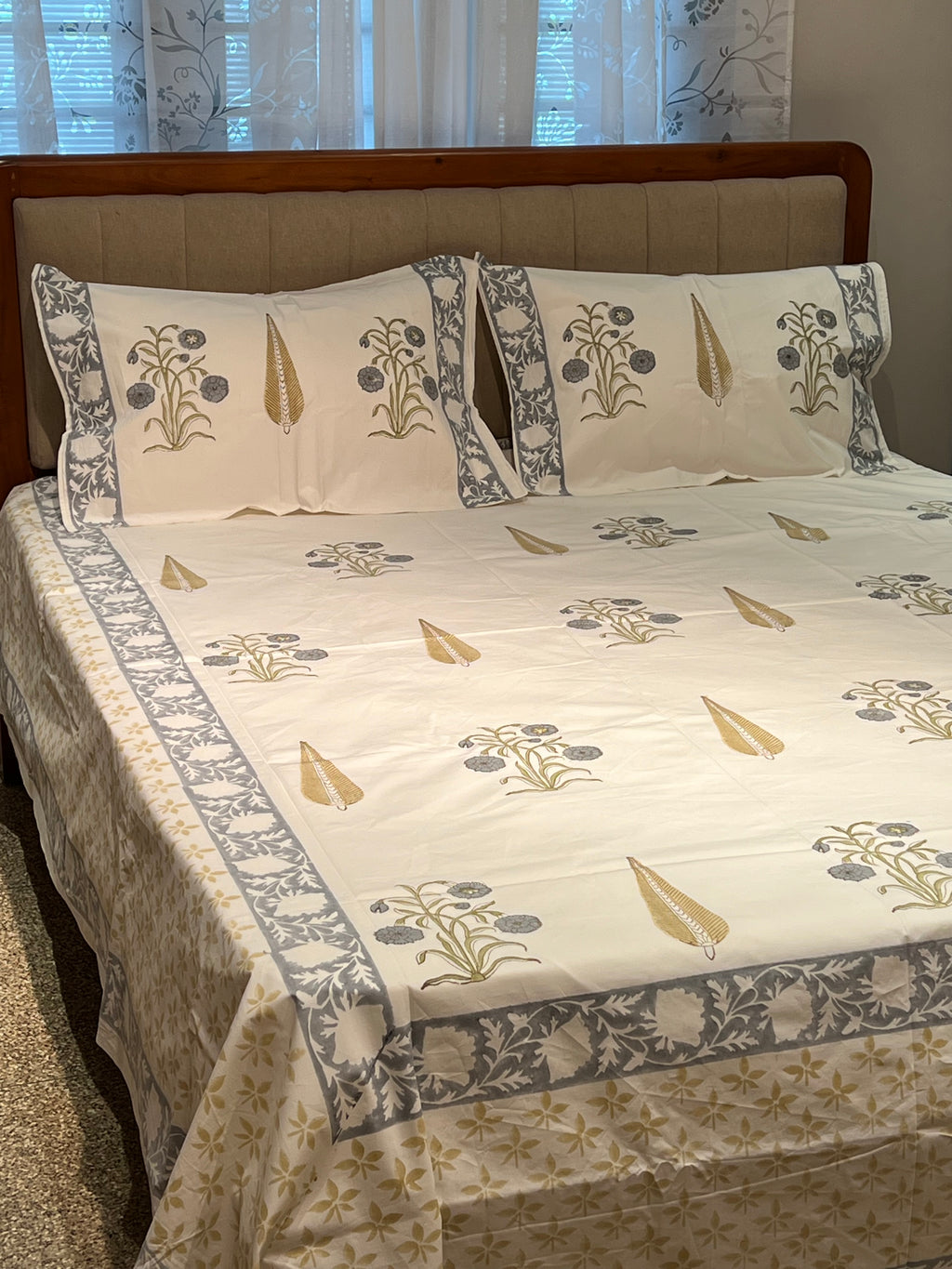 Hand Block Printed King Size Bedsheet