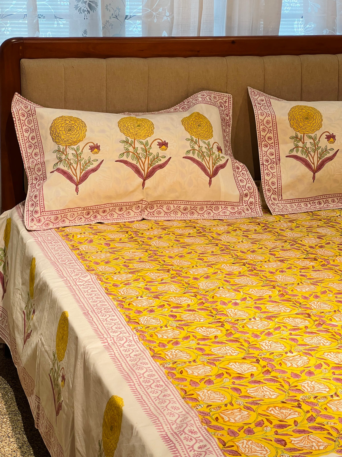 Hand Block Printed King Size Bedsheet