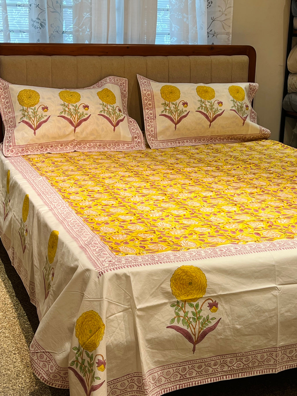 Hand Block Printed King Size Bedsheet
