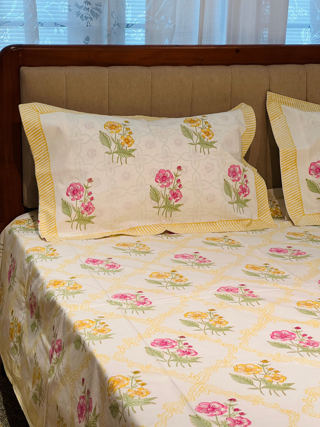 Hand Block Printed king Size Bedsheet