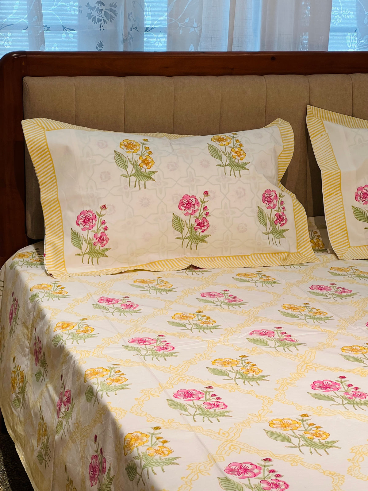 Hand Block Printed king Size Bedsheet