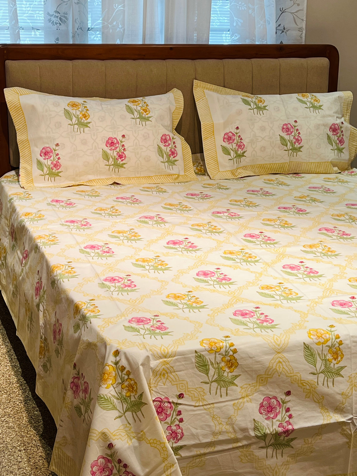 Hand Block Printed king Size Bedsheet