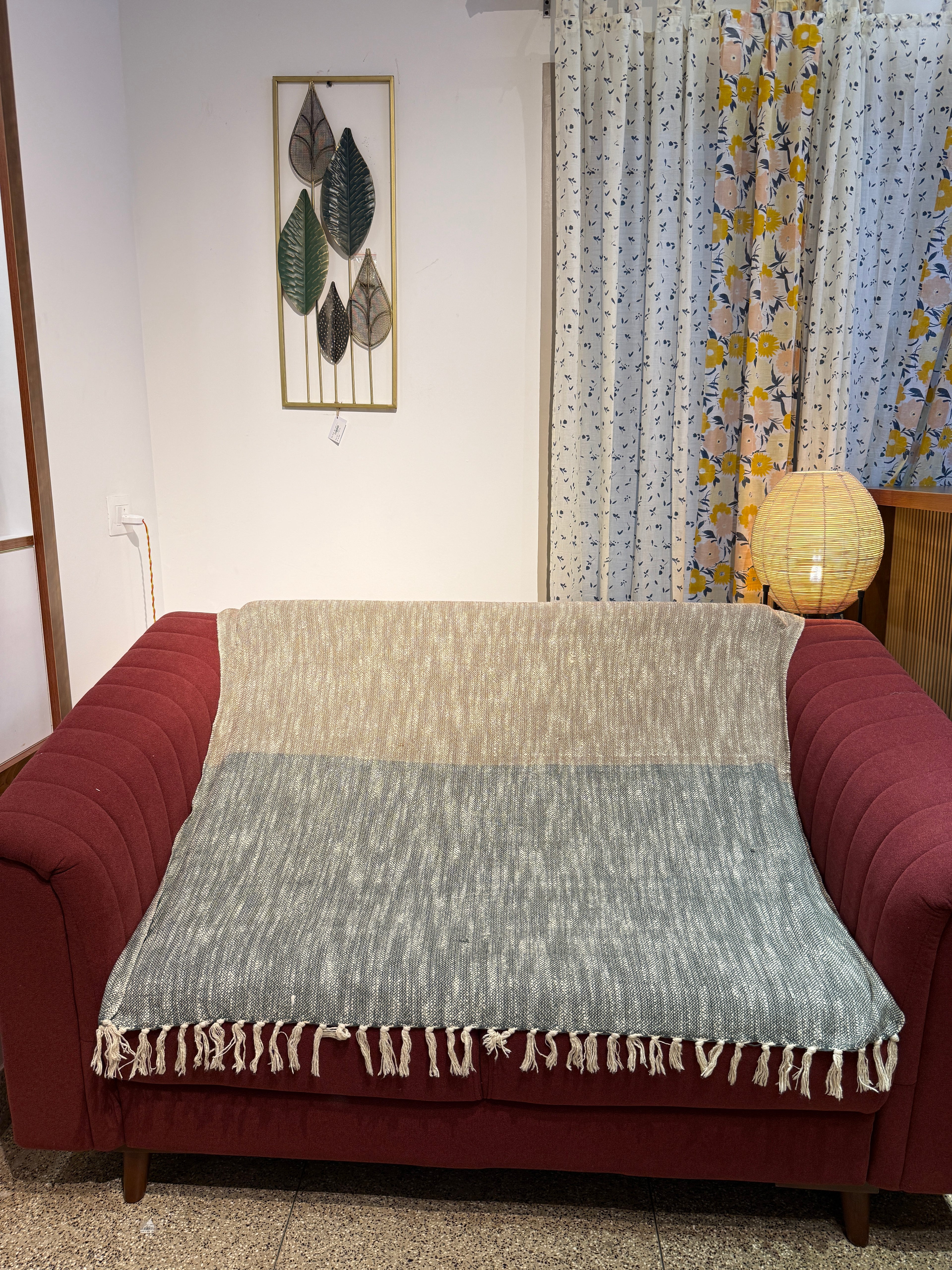 SOFA THROWS BEIGE AND BLUE