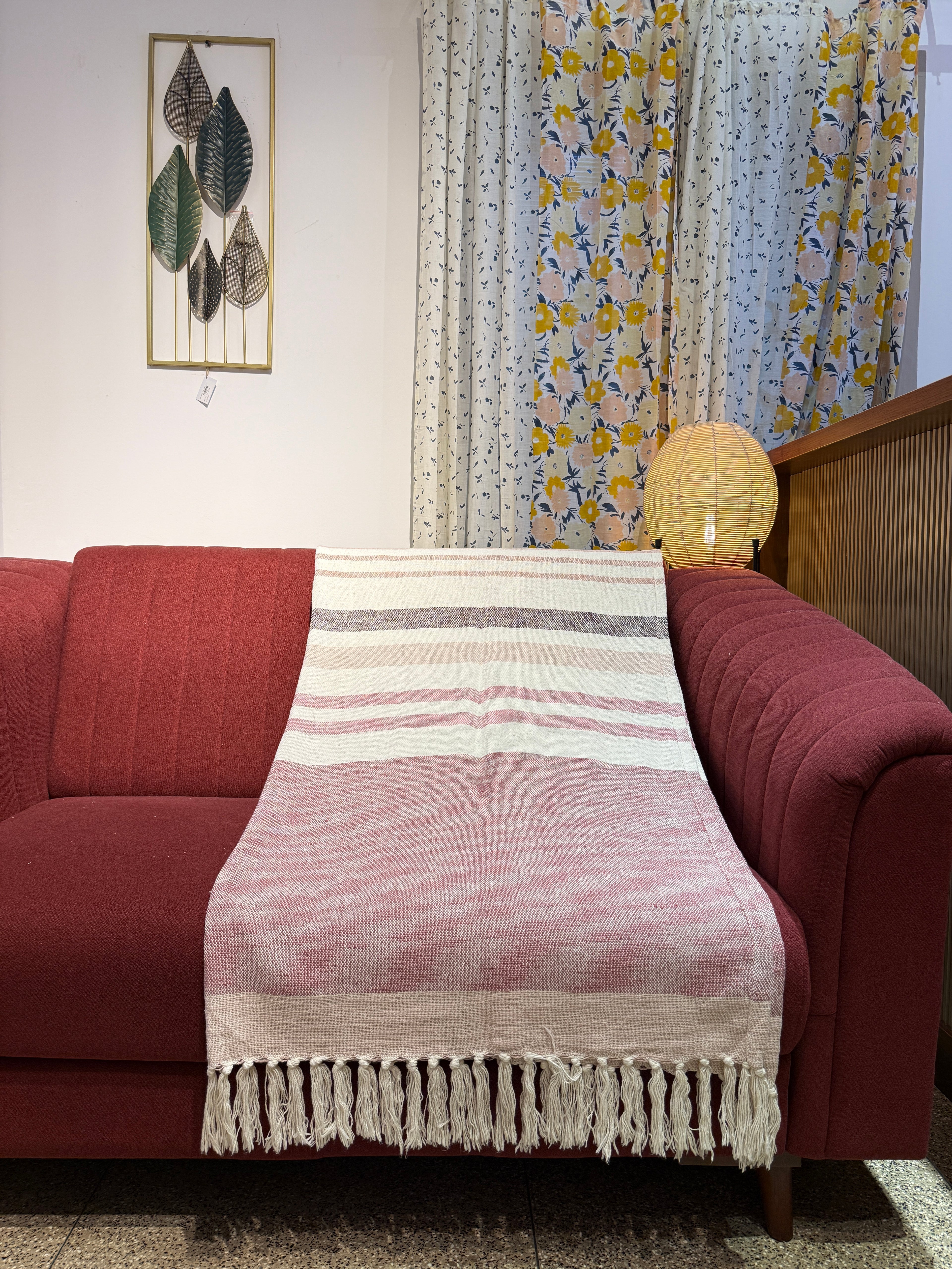 SOFA THROW PINK AND OFF WHITE