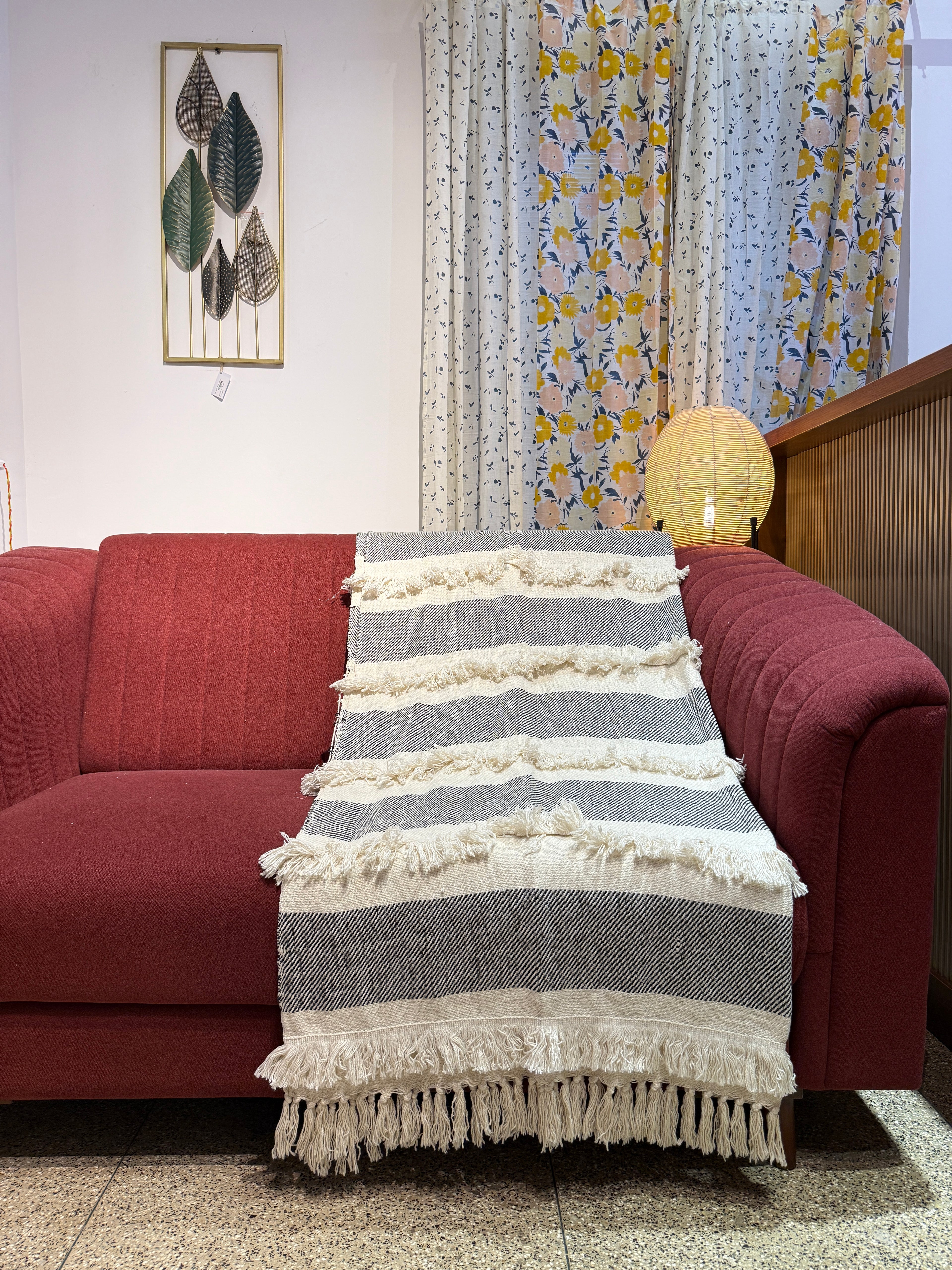 SOFA THROW GREY AND OFF WHITE