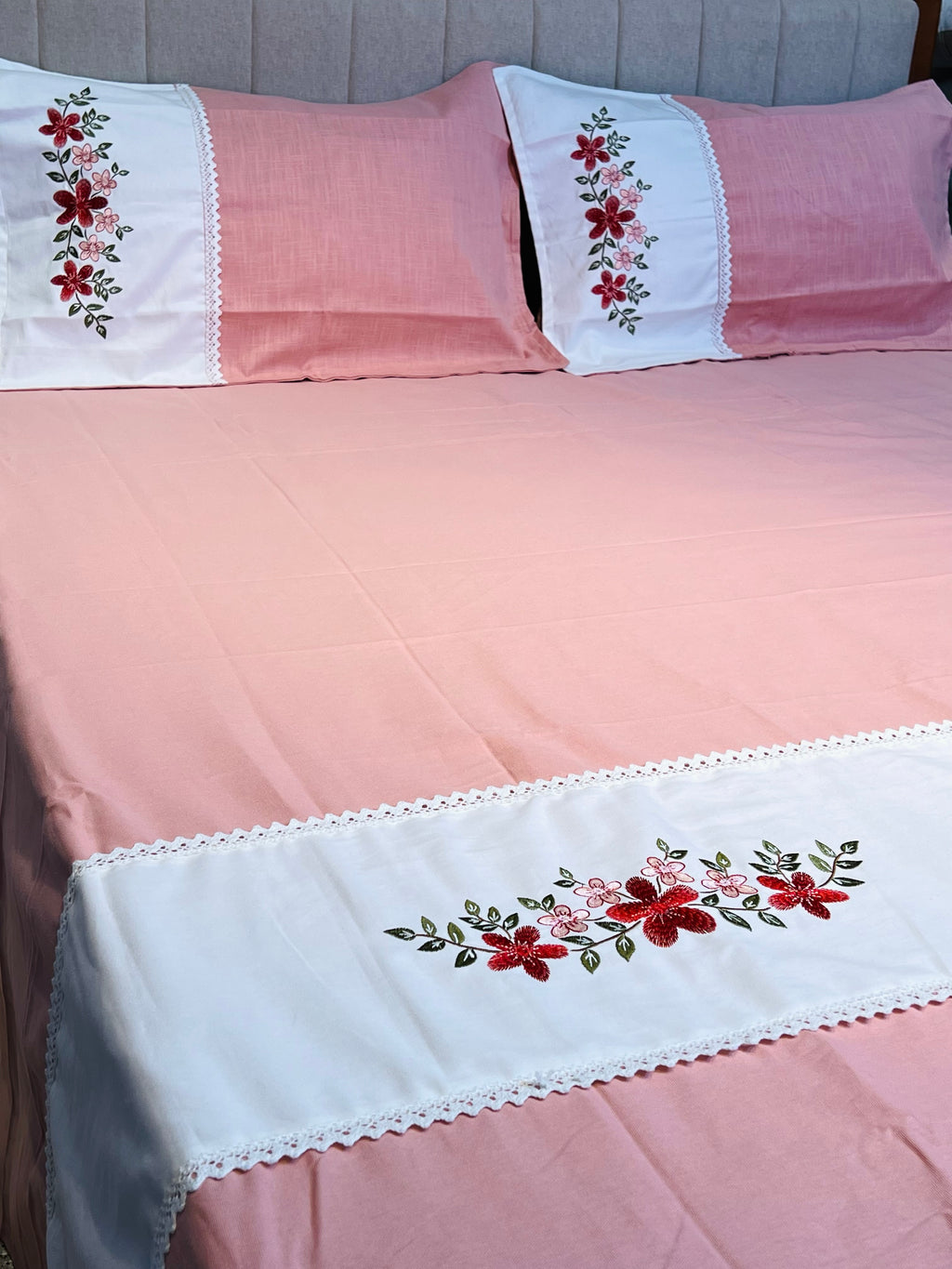 King Size Embroidered Bedsheets