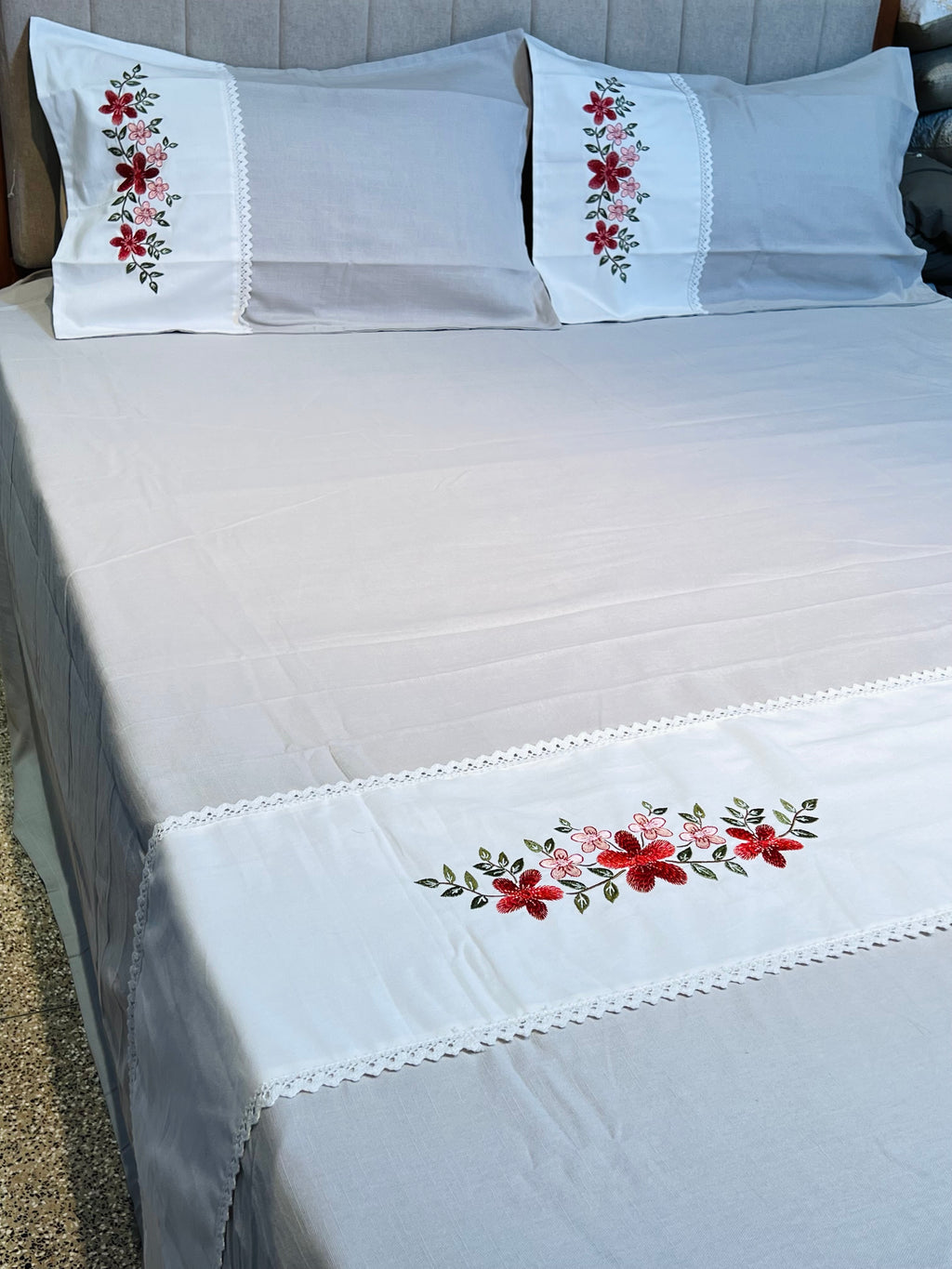 King Size Embroidered Bedsheets