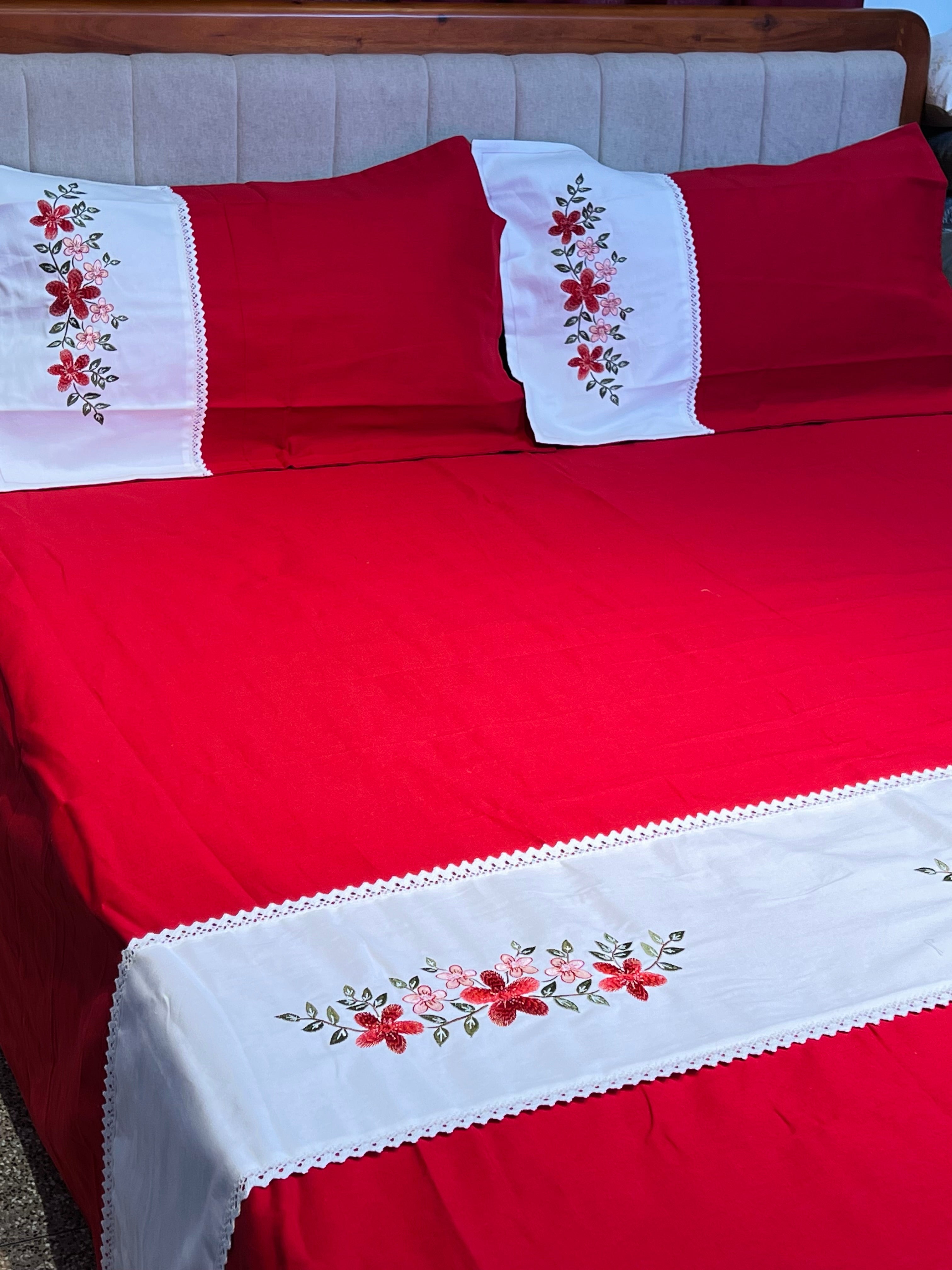 King Size Embroidered Bedsheets