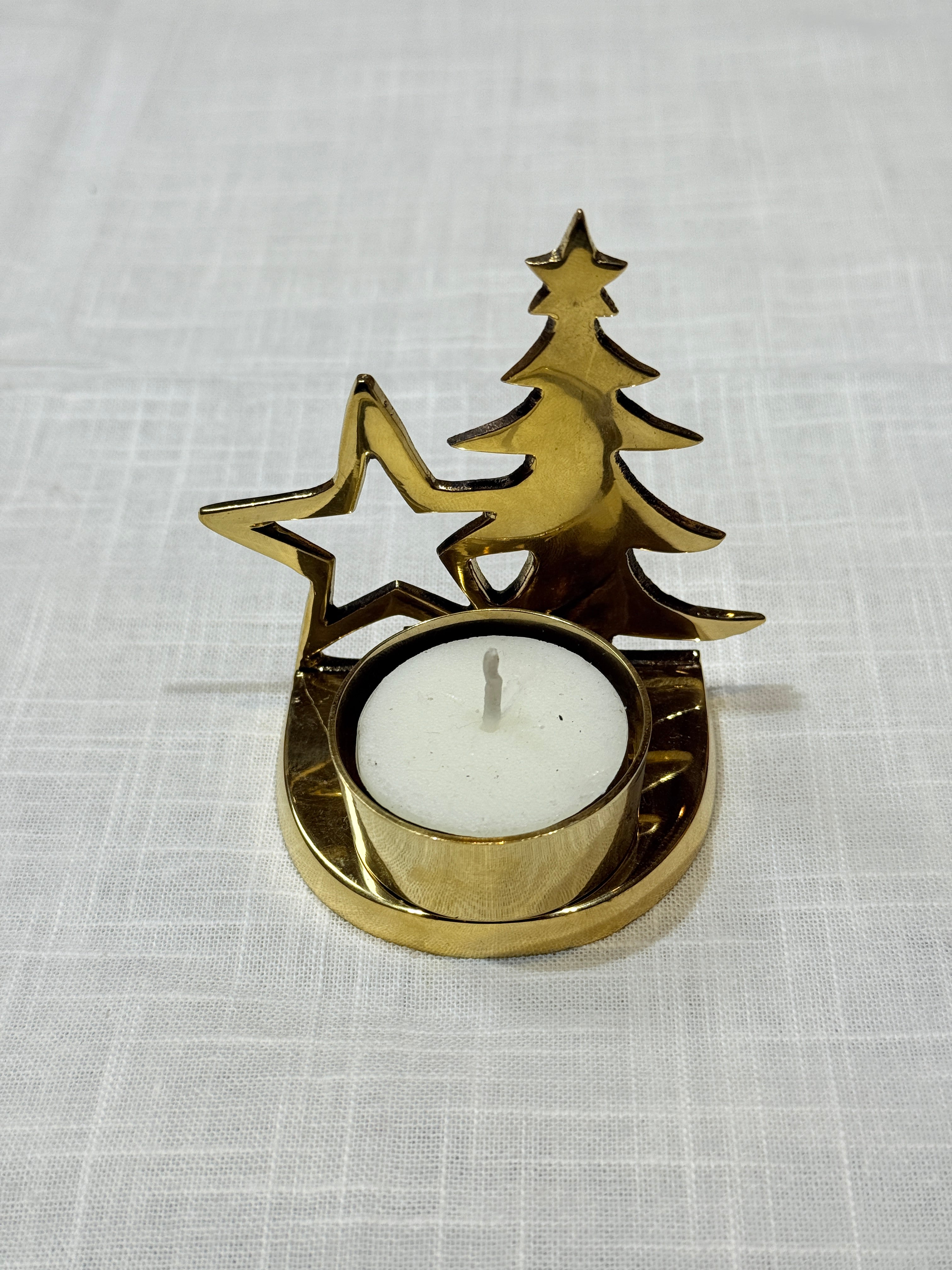 Xmas Theme Brass Candle Holder
