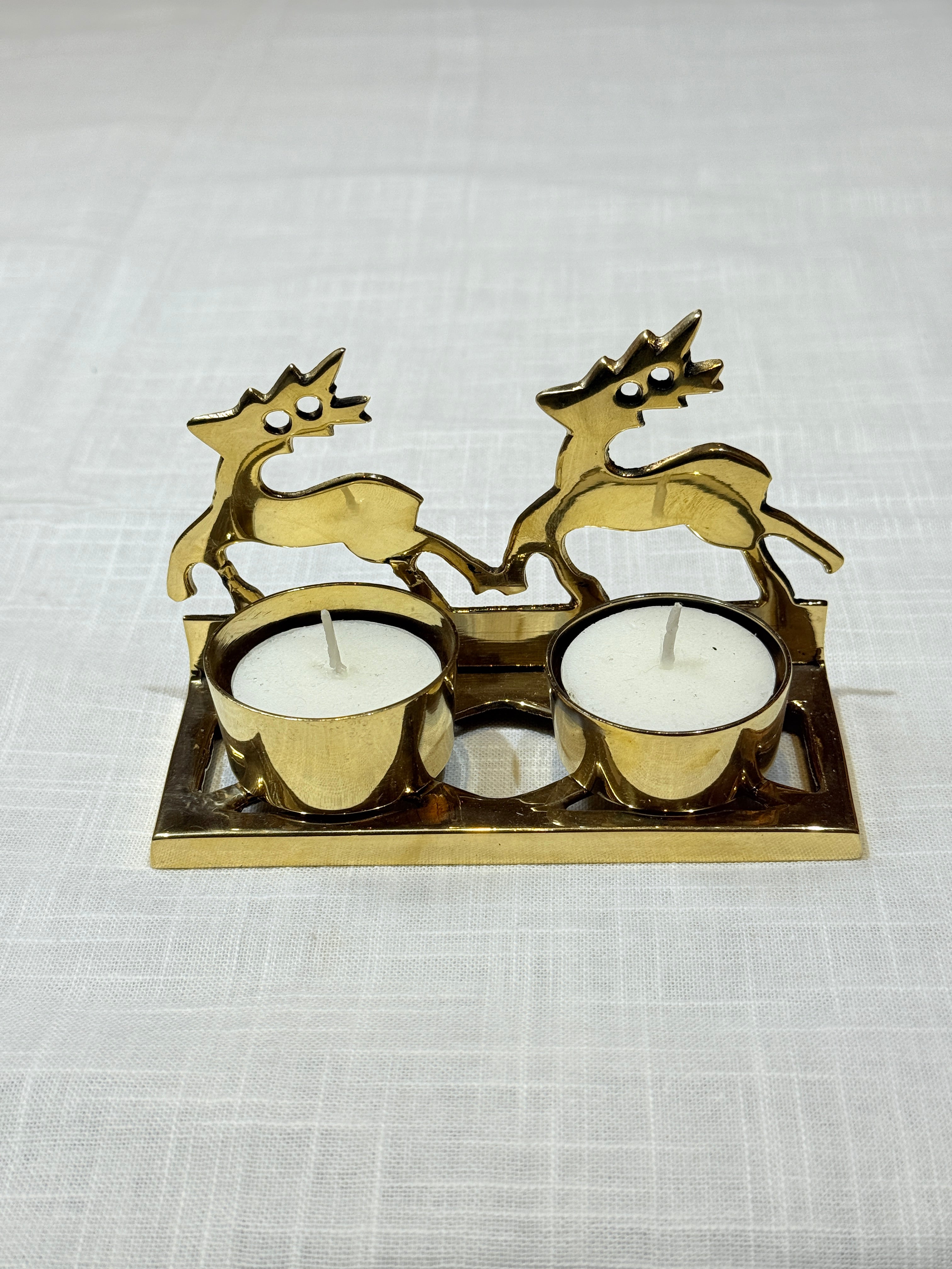 Xmas Theme Brass Candle Holder
