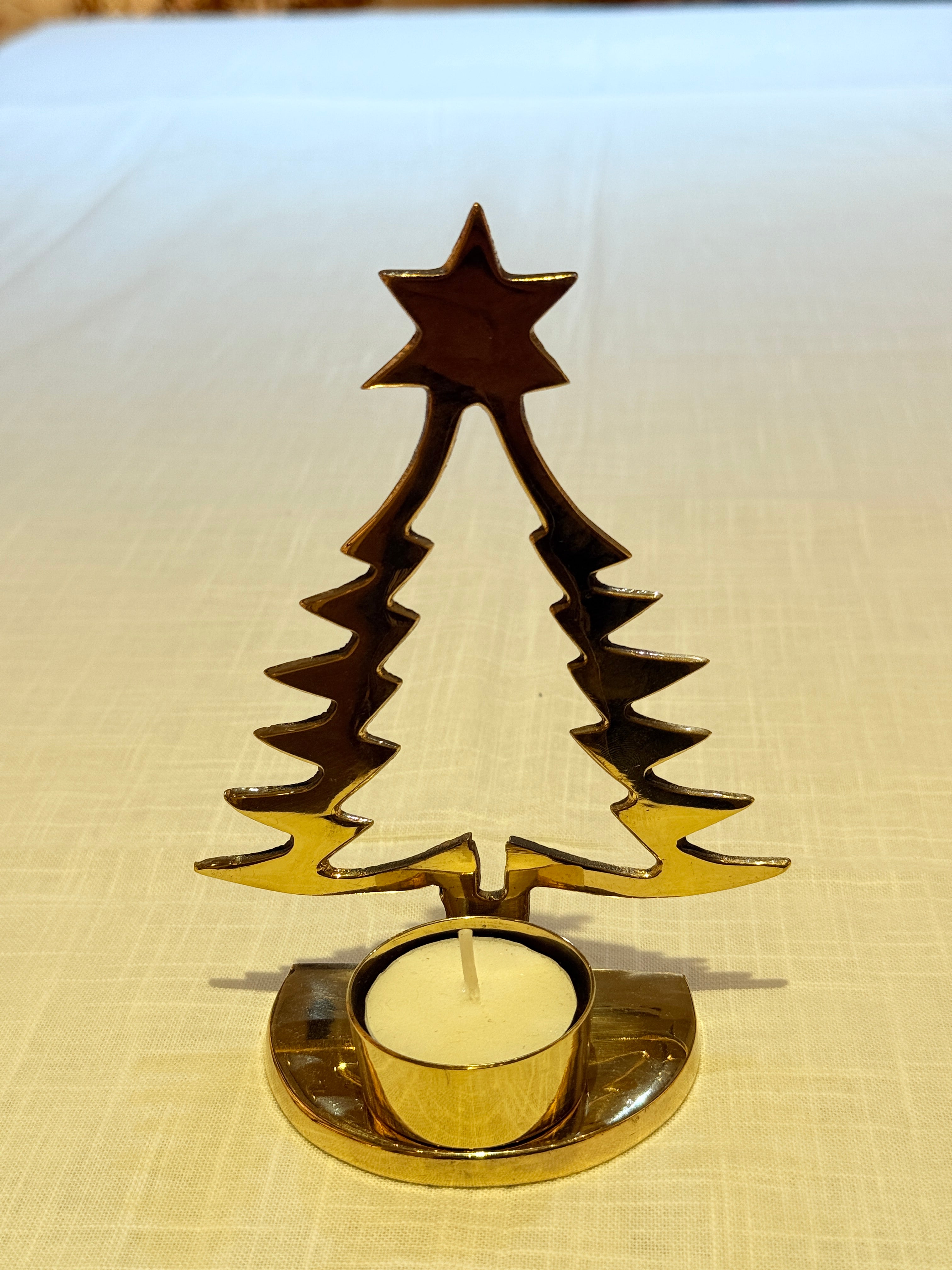 Xmas Theme Brass Candle Holder