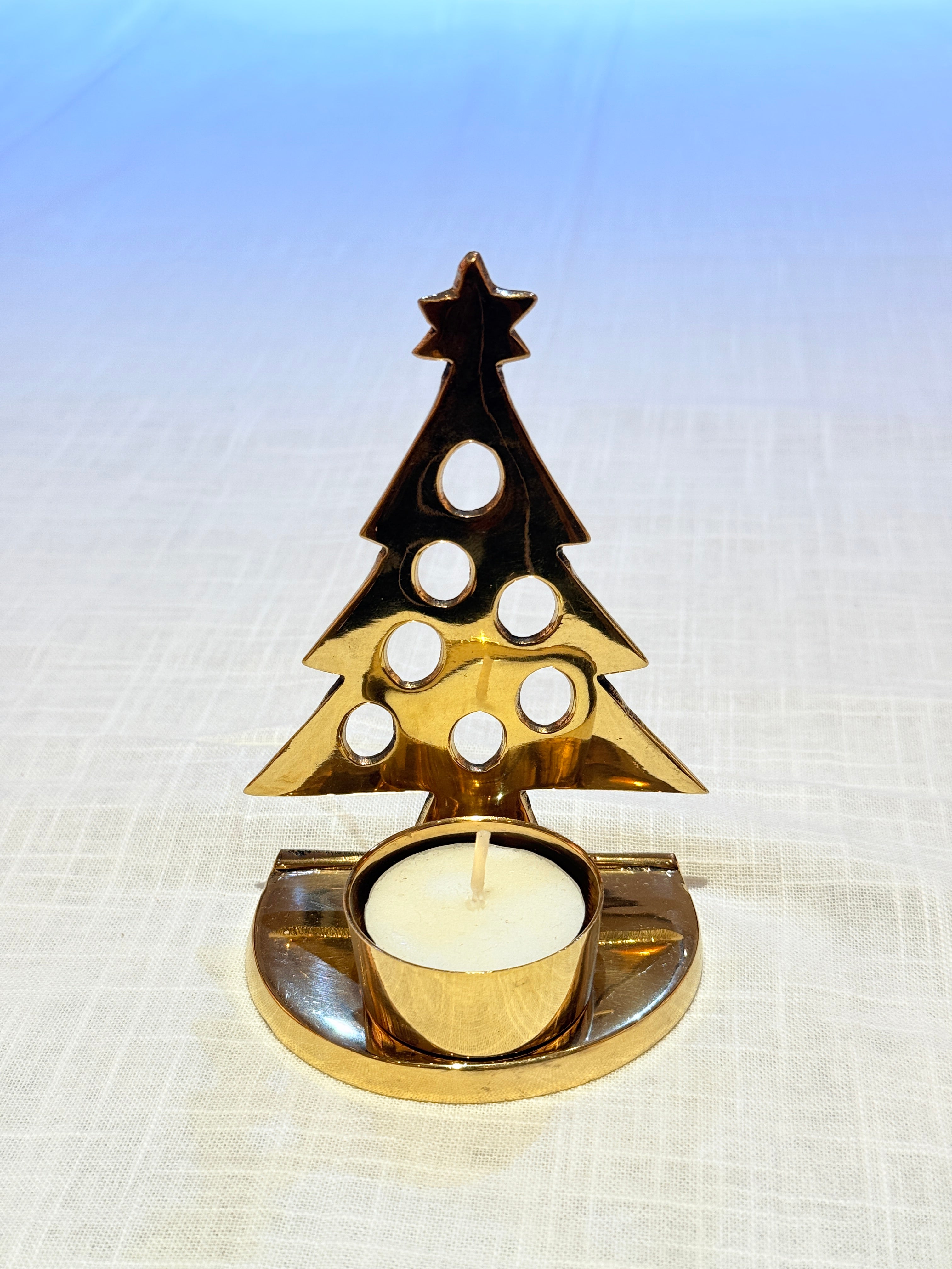 Xmas Theme Brass Candle Holder