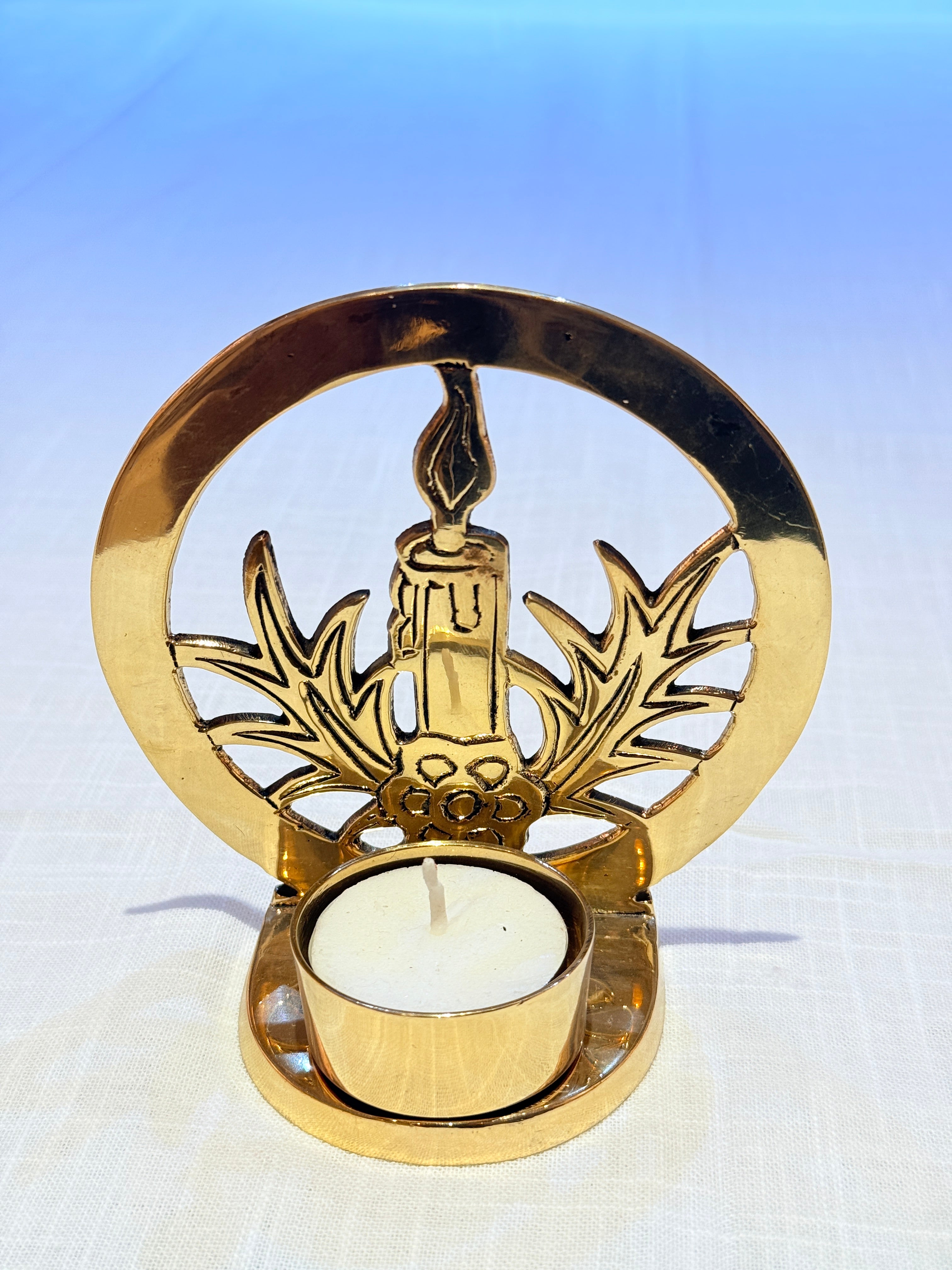 Xmas Theme Brass Candle Holder