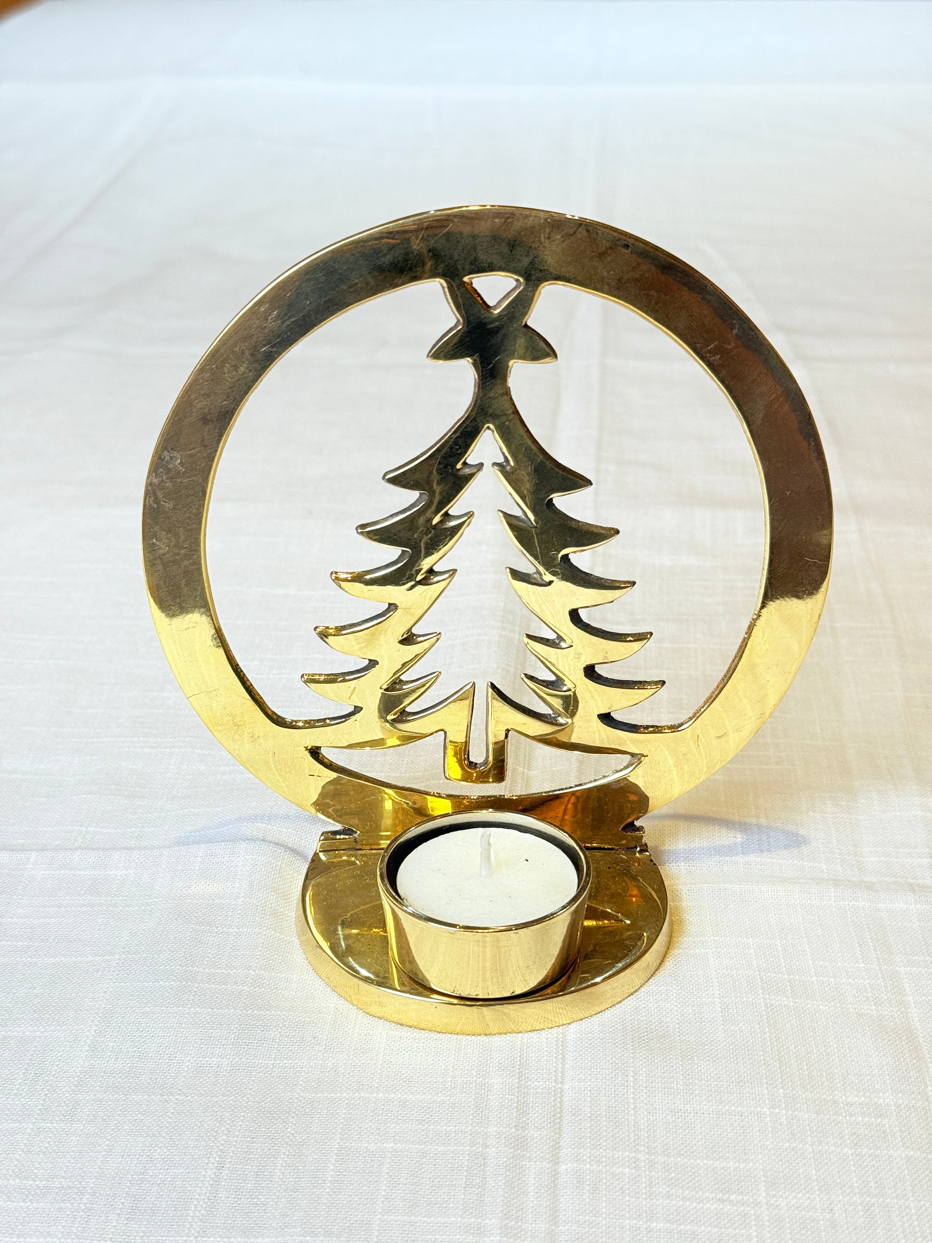 Xmas Theme Brass Candle Holder