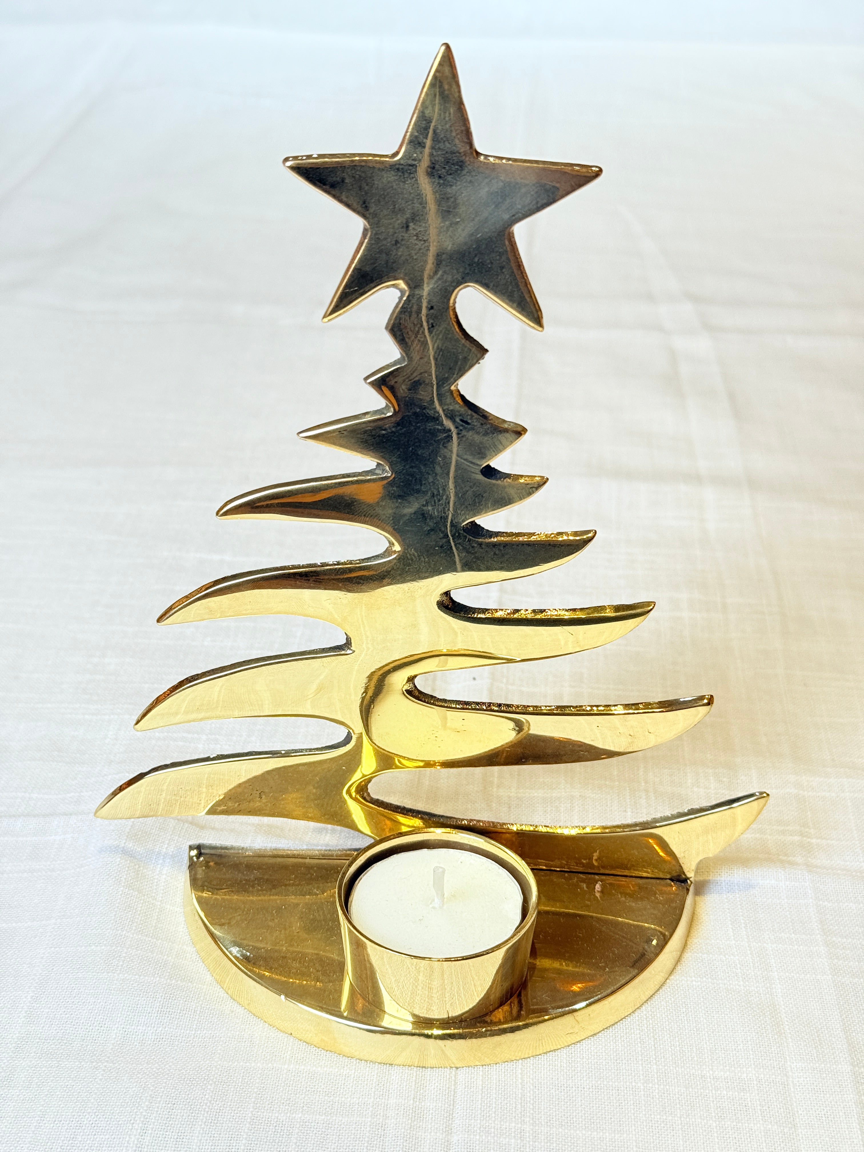 Xmas Theme Brass Candle Holder