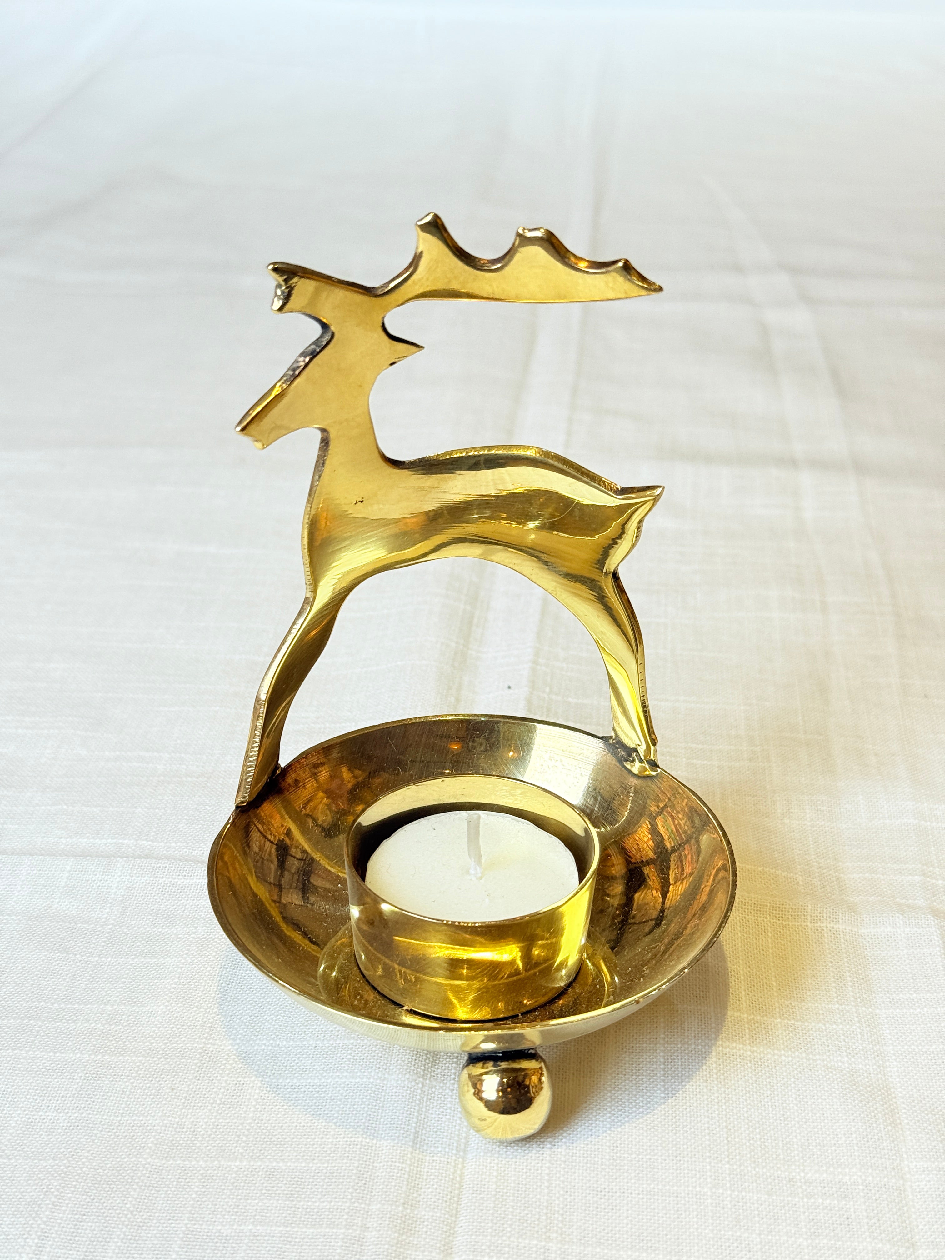 Xmas Theme Brass Candle Holder