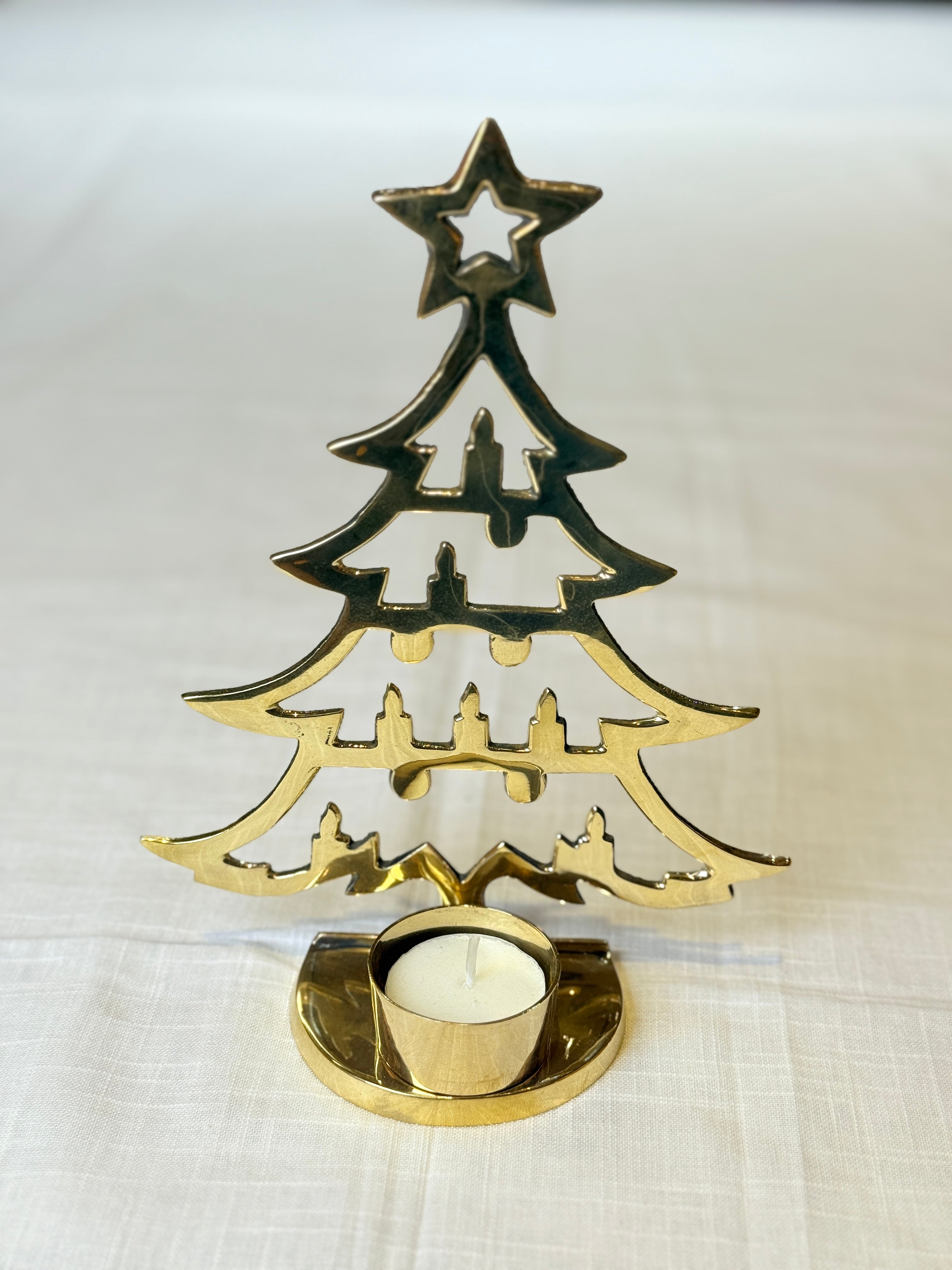 Xmas Theme Brass Candle Holder
