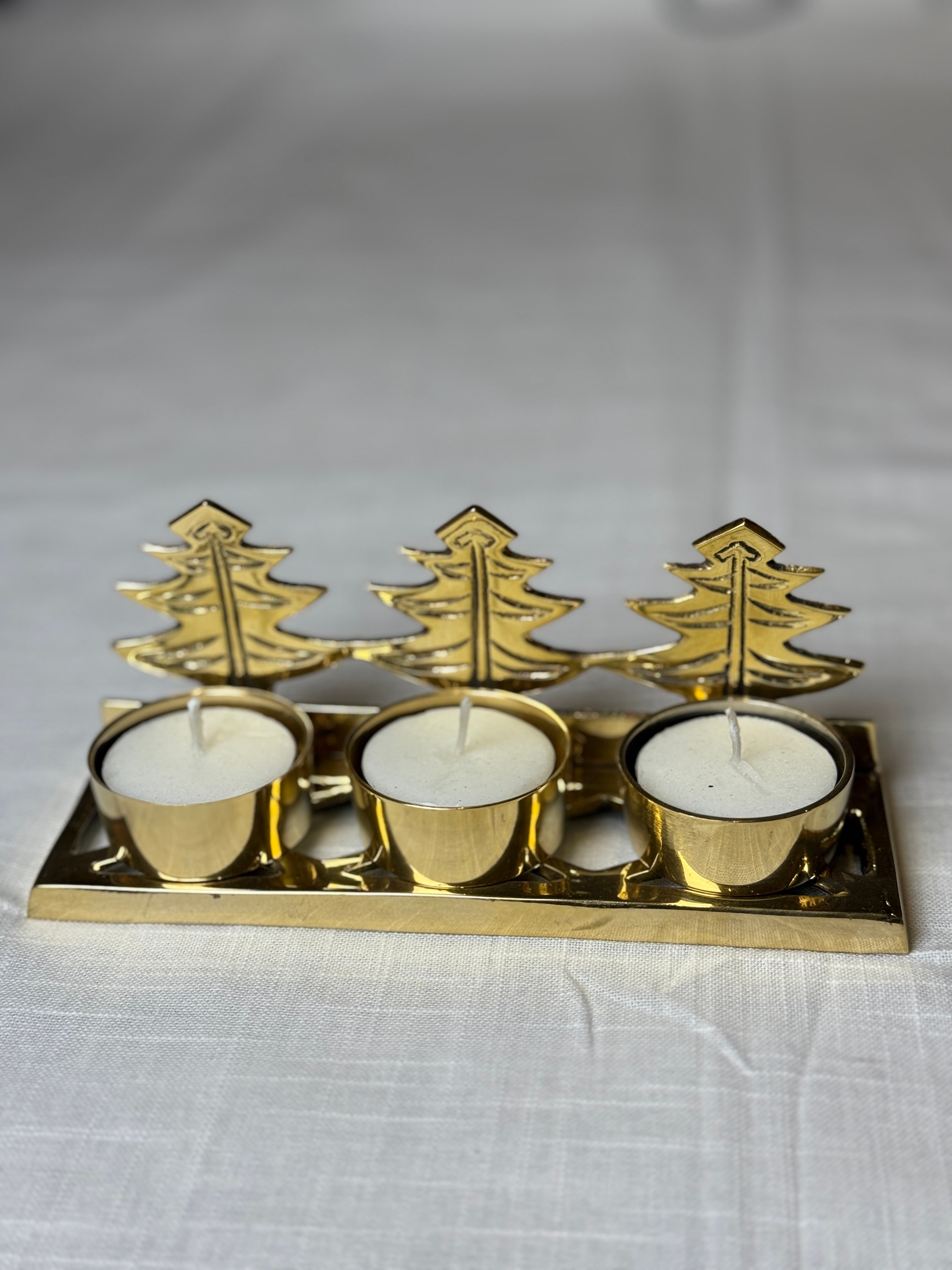 Xmas Theme Brass Candle Holder