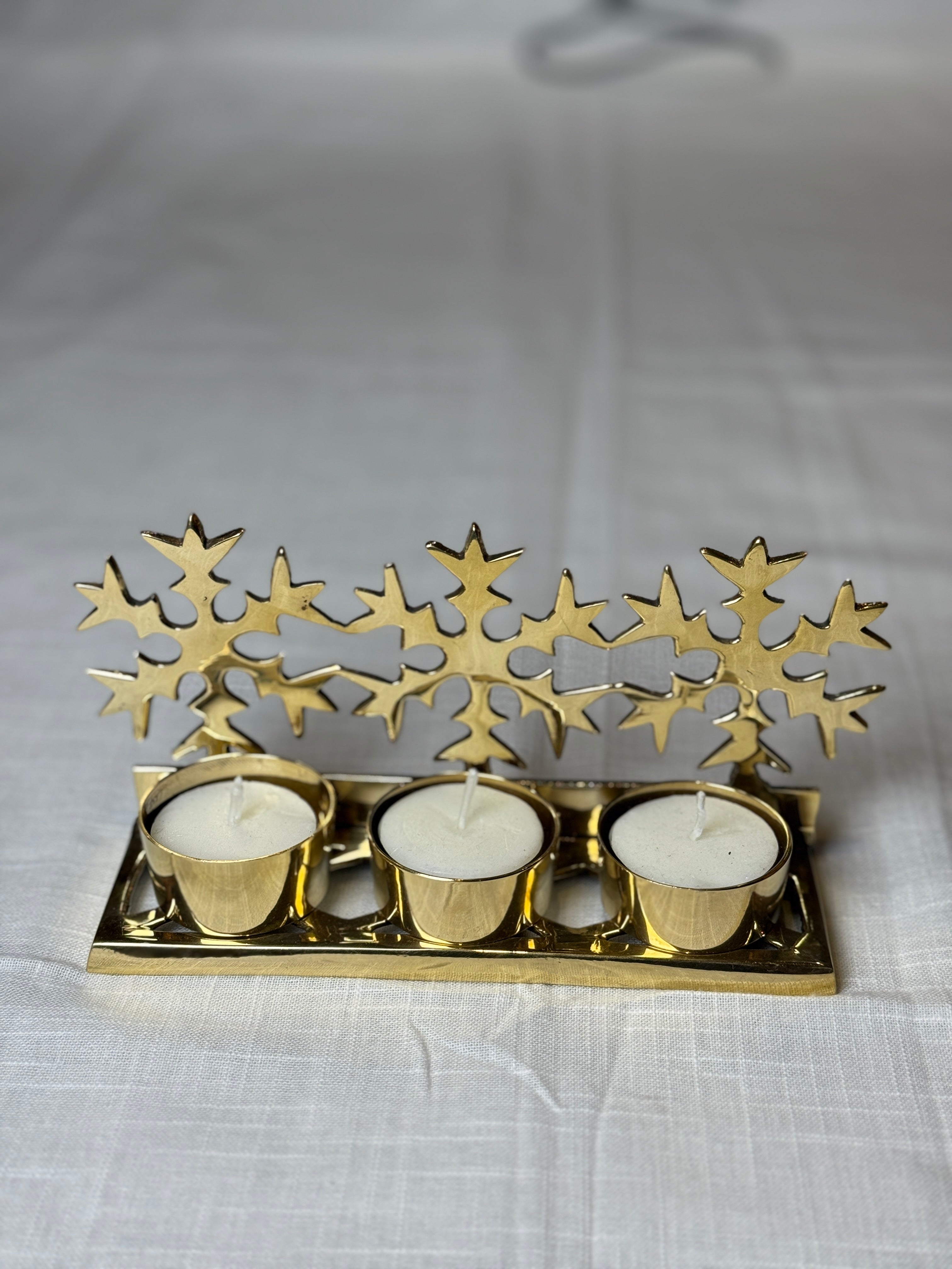 Xmas Theme Brass Candle Holder