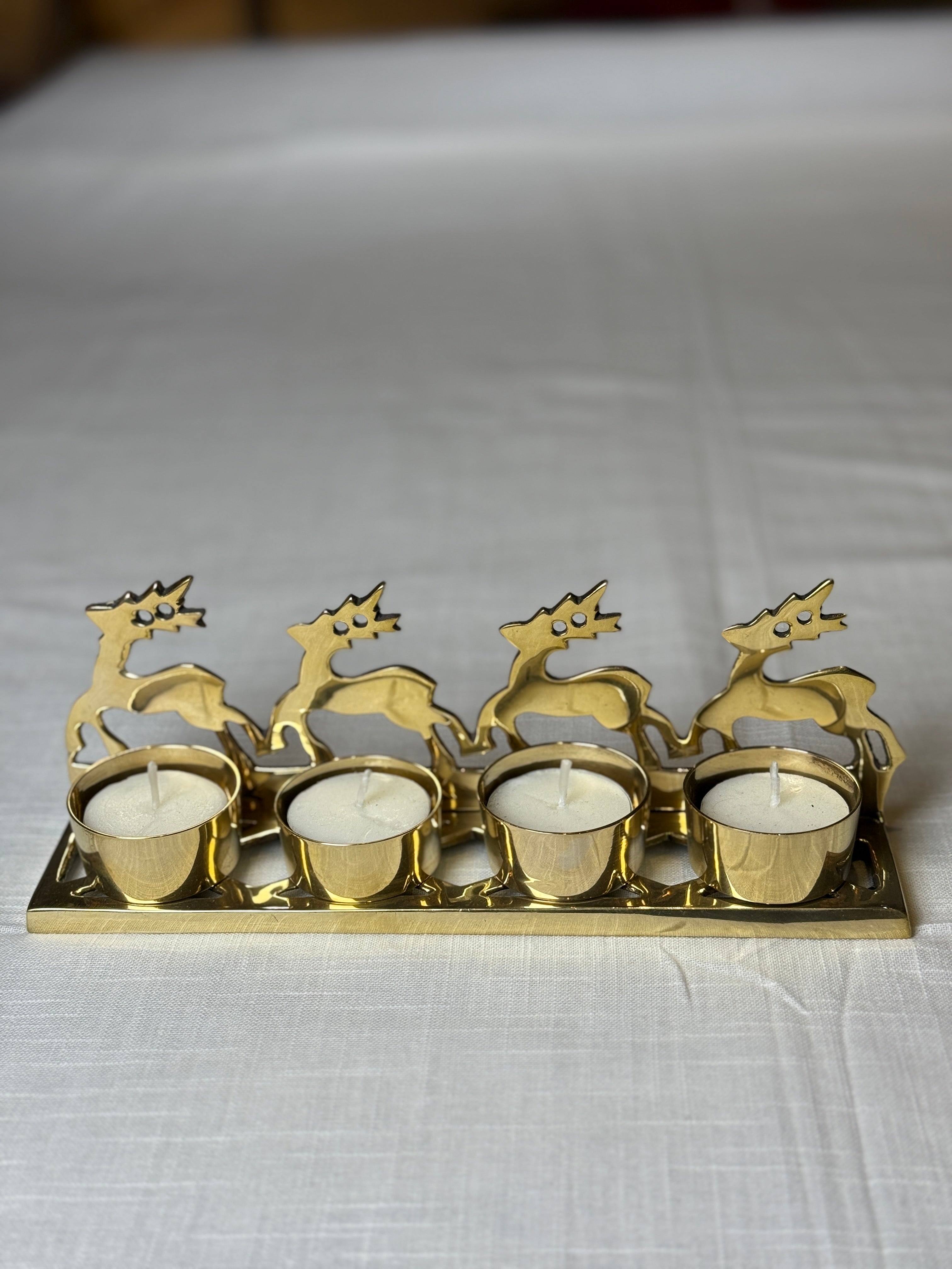 Xmas Theme Brass Candle Holder