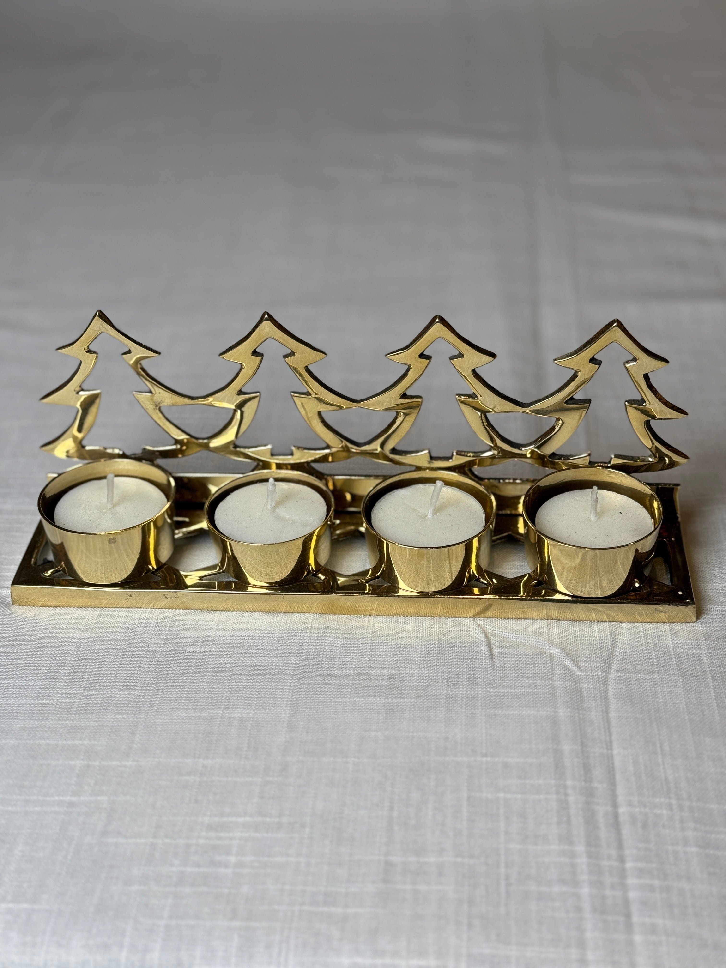 Xmas Theme Brass Candle Holder