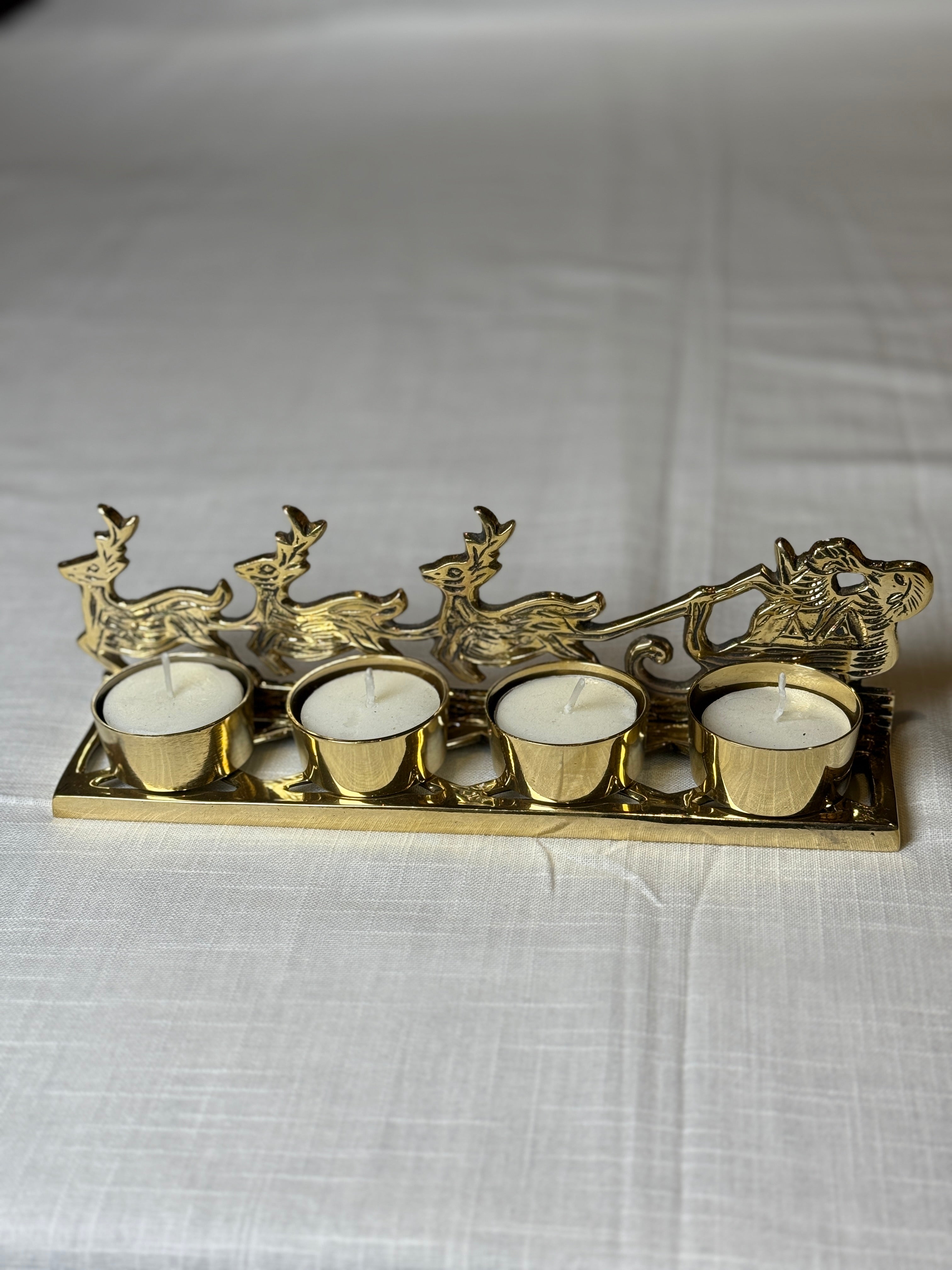 Xmas Theme Brass Candle Holder