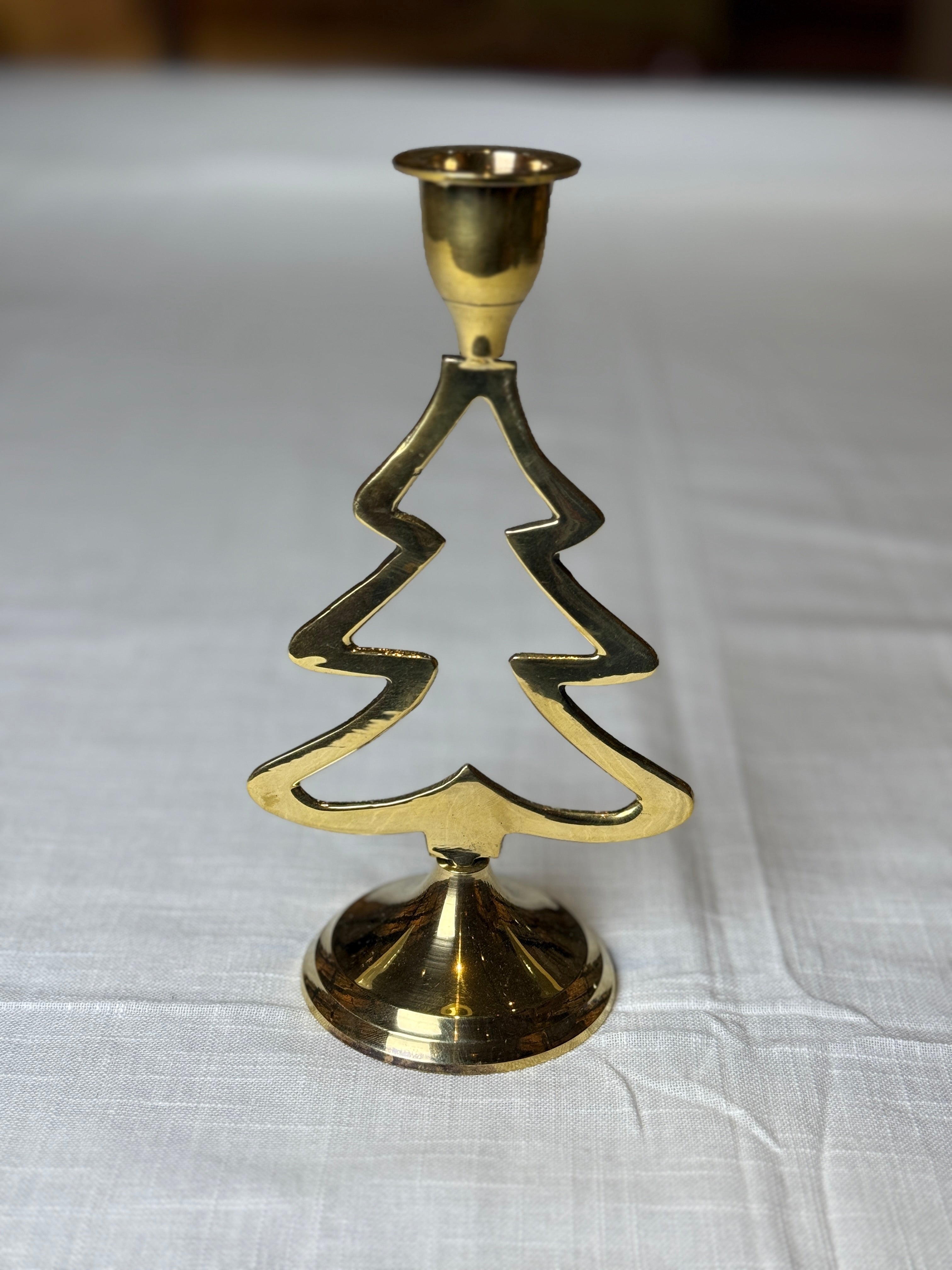 Xmas Theme Brass Candle Holder