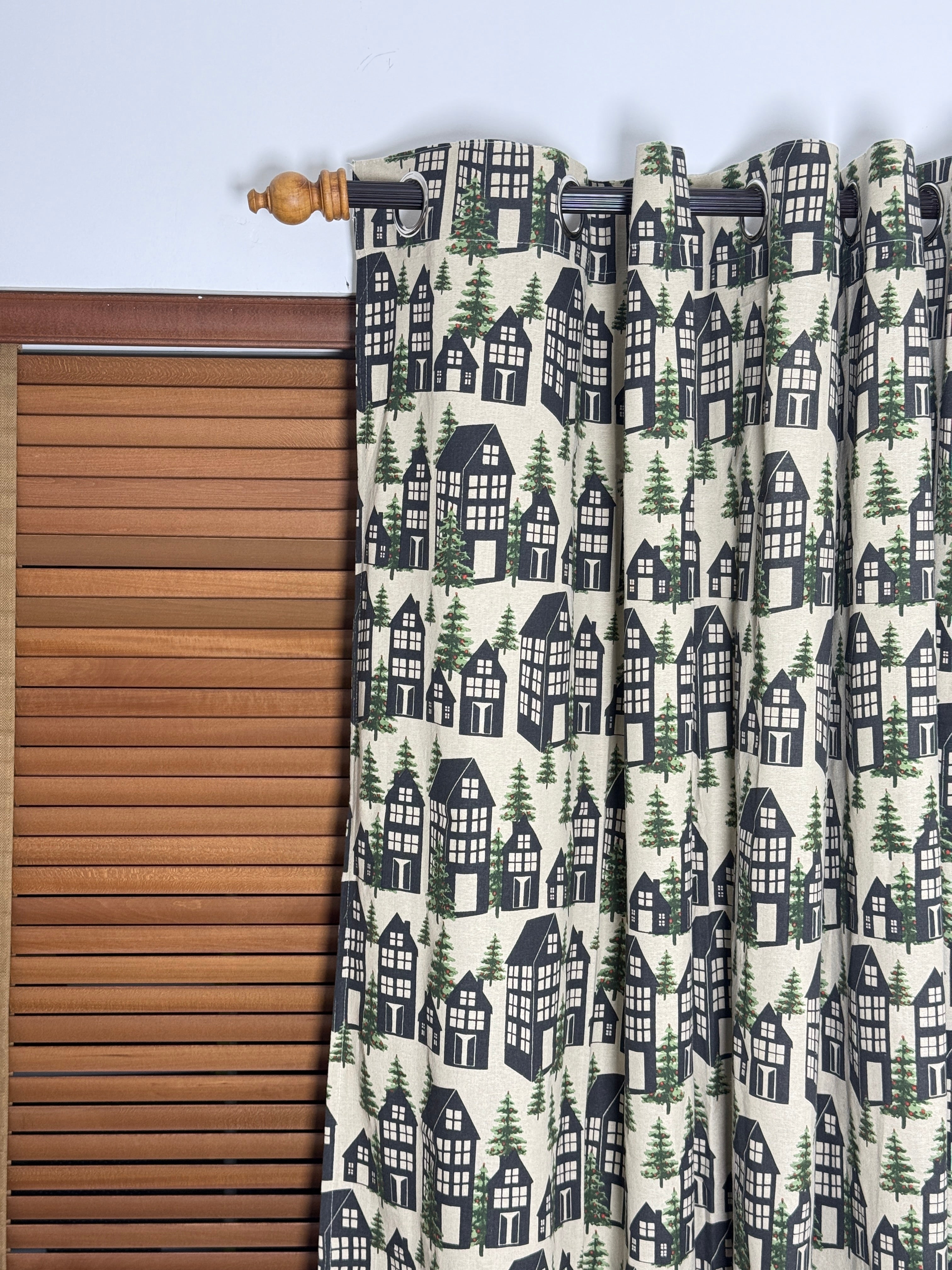 Xmas Theme Cotton Curtains