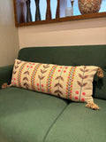 Embroidered Jute Lumbar Cushion Cover – 14 x 36 inches