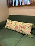 Embroidered Jute Lumbar Cushion Cover – 14 x 36 inches