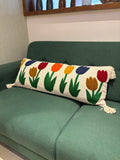 Embroidered Jute Lumbar Cushion Cover – 14 x 36 inches