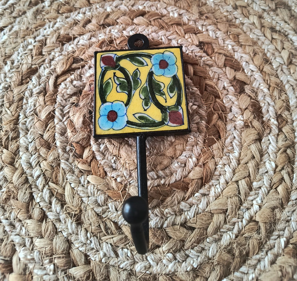 BLUE POTTERY WALL HOOK SMALL