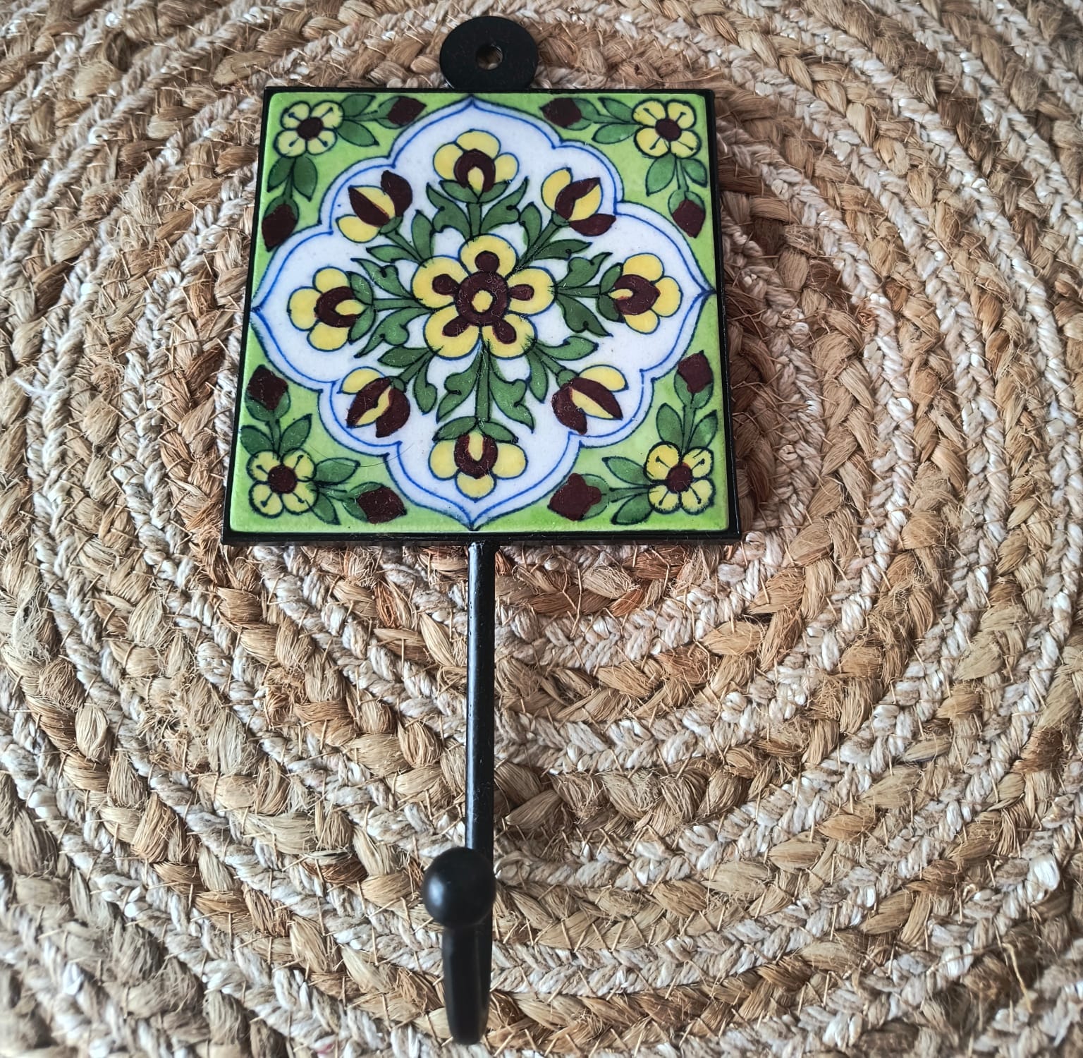 BLUE POTTERY WALL HOOK LARGE