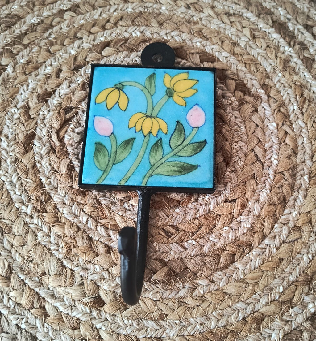 BLUE POTTERY WALL HOOK