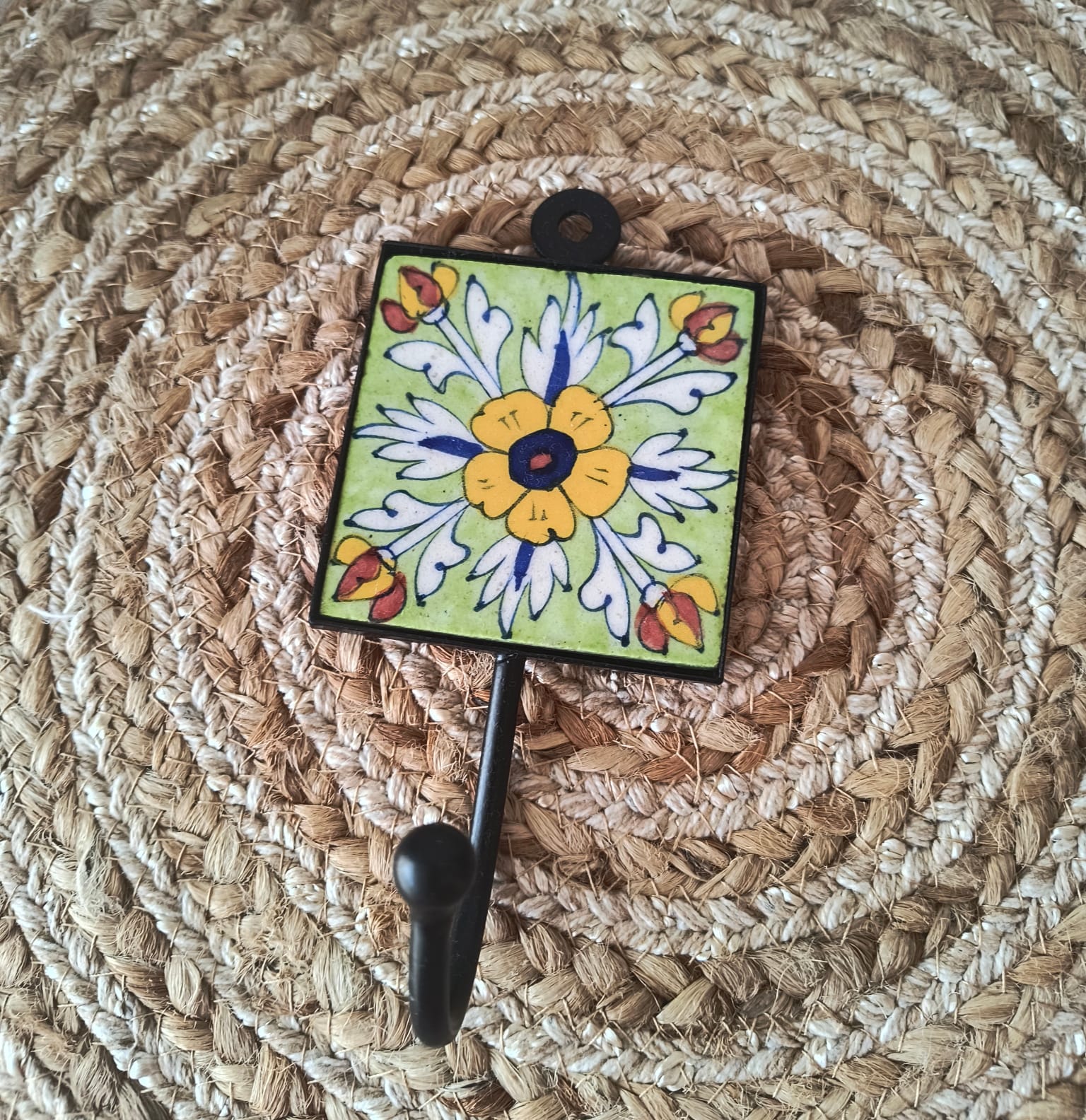 BLUE POTTERY WALL HOOK