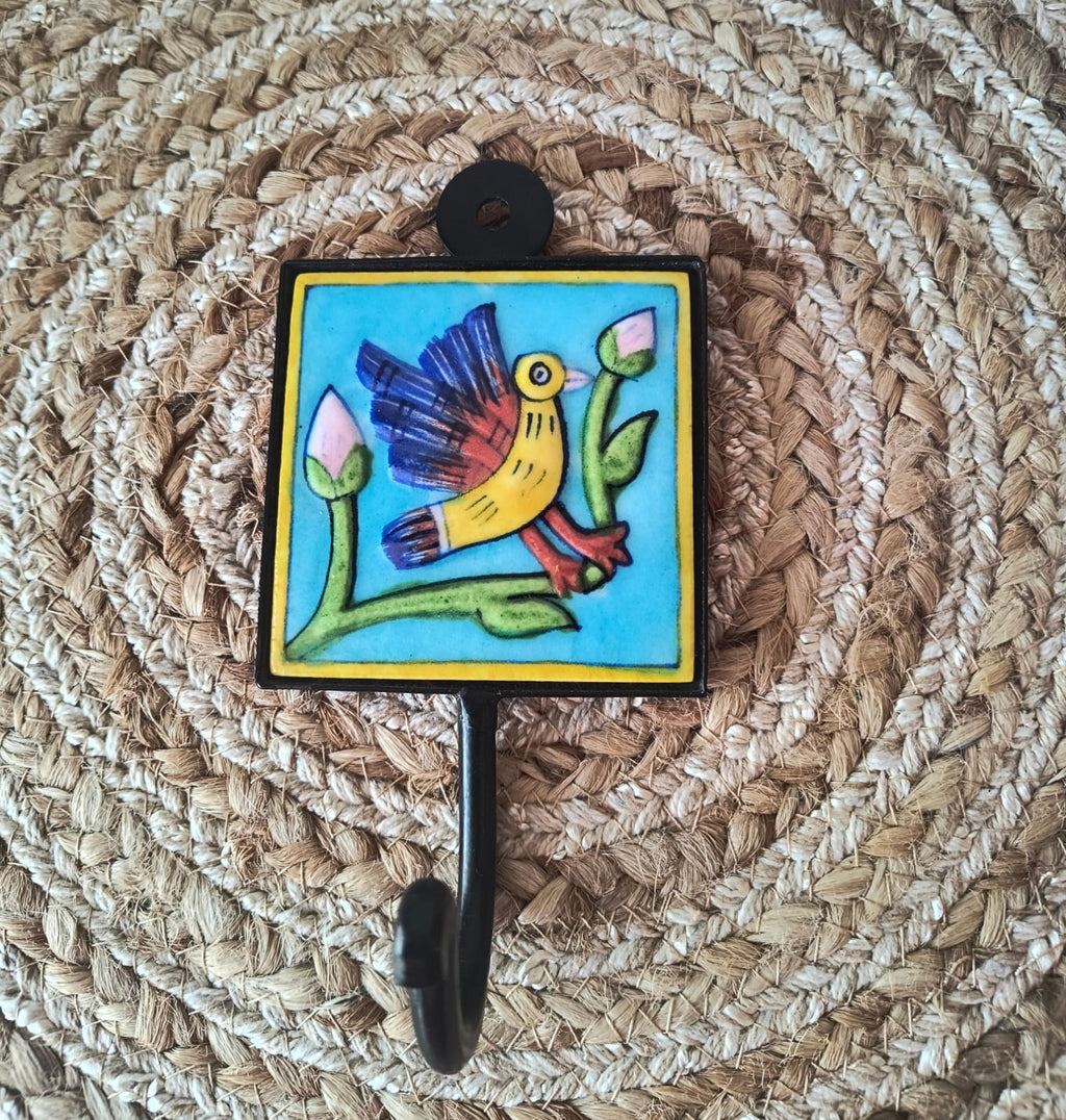 BLUE POTTERY WALL HOOK