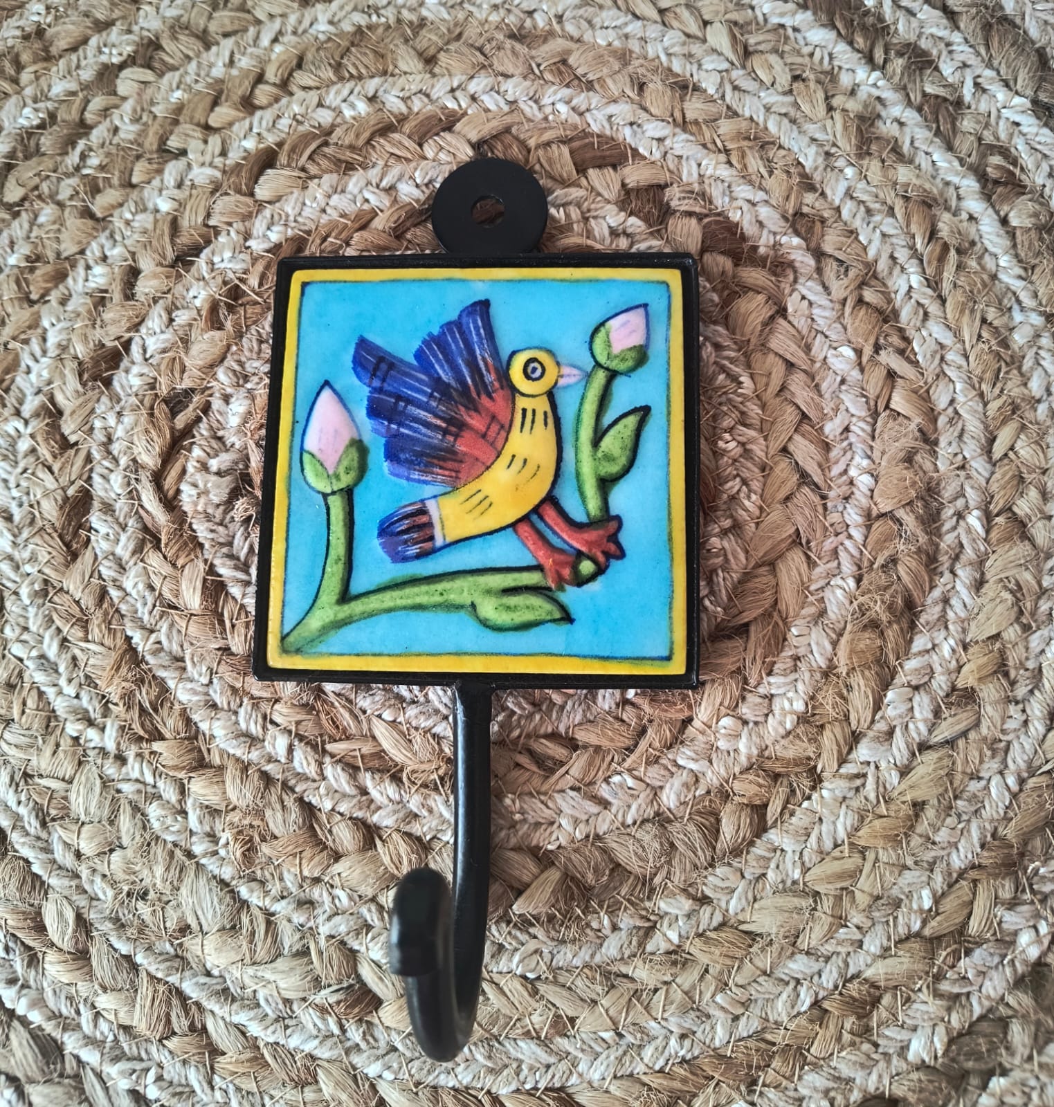 BLUE POTTERY WALL HOOK