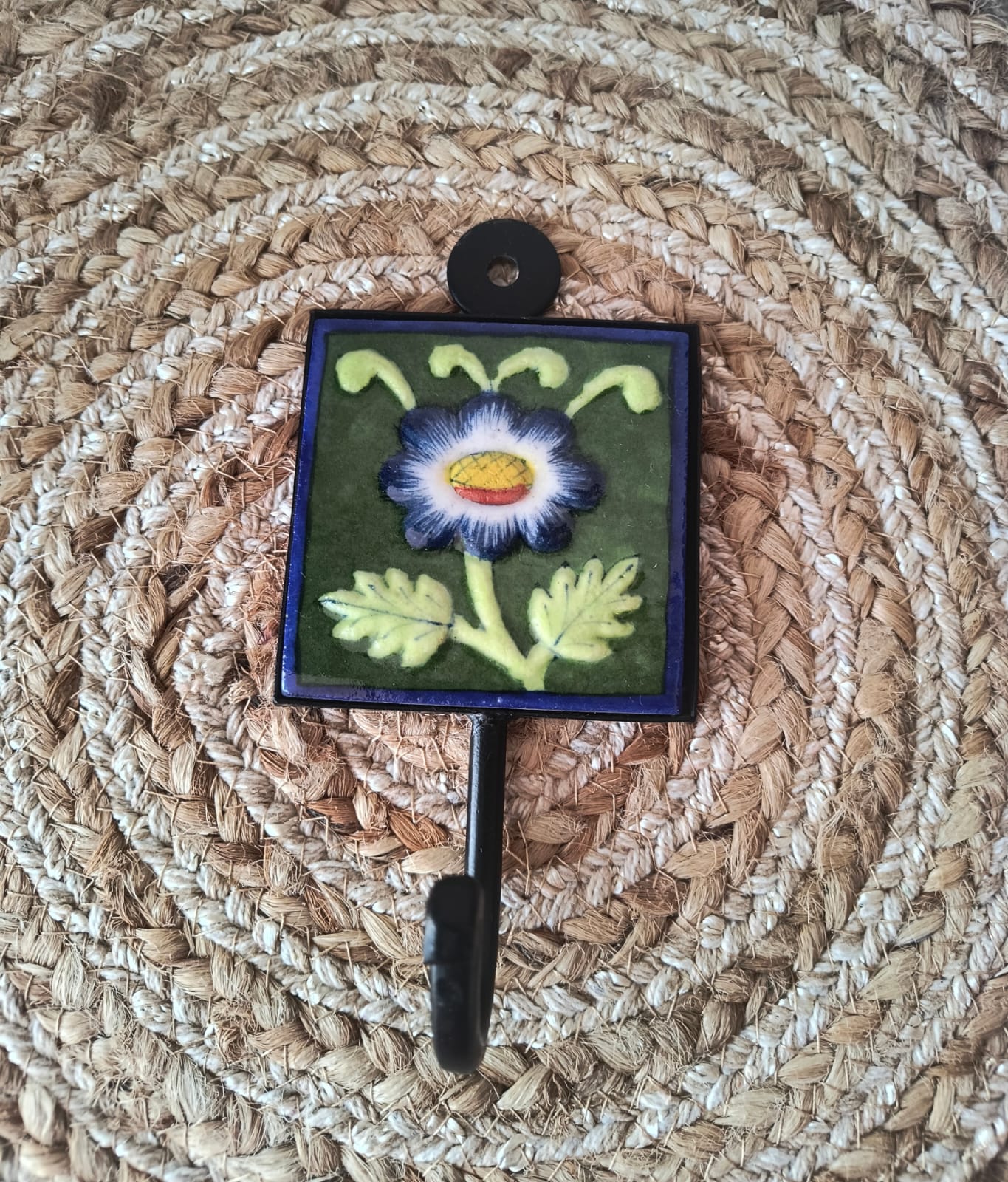 BLUE POTTERY WALL HOOK