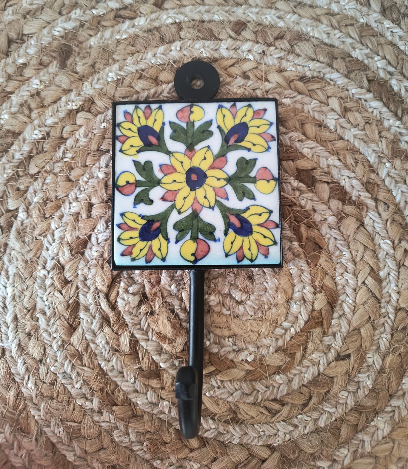 BLUE POTTERY WALL HOOK