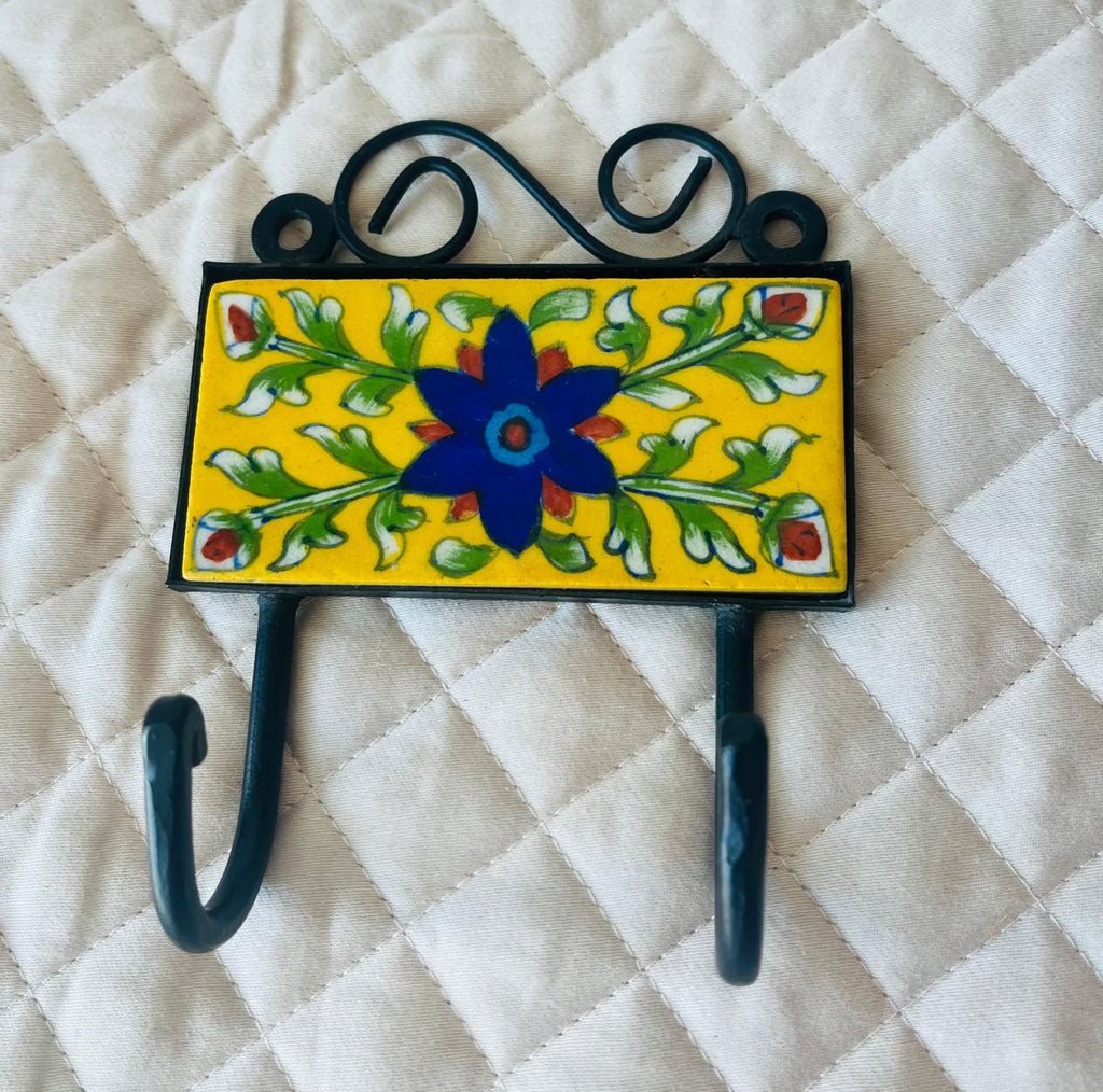 BLUE POTTERY WALL HOOK