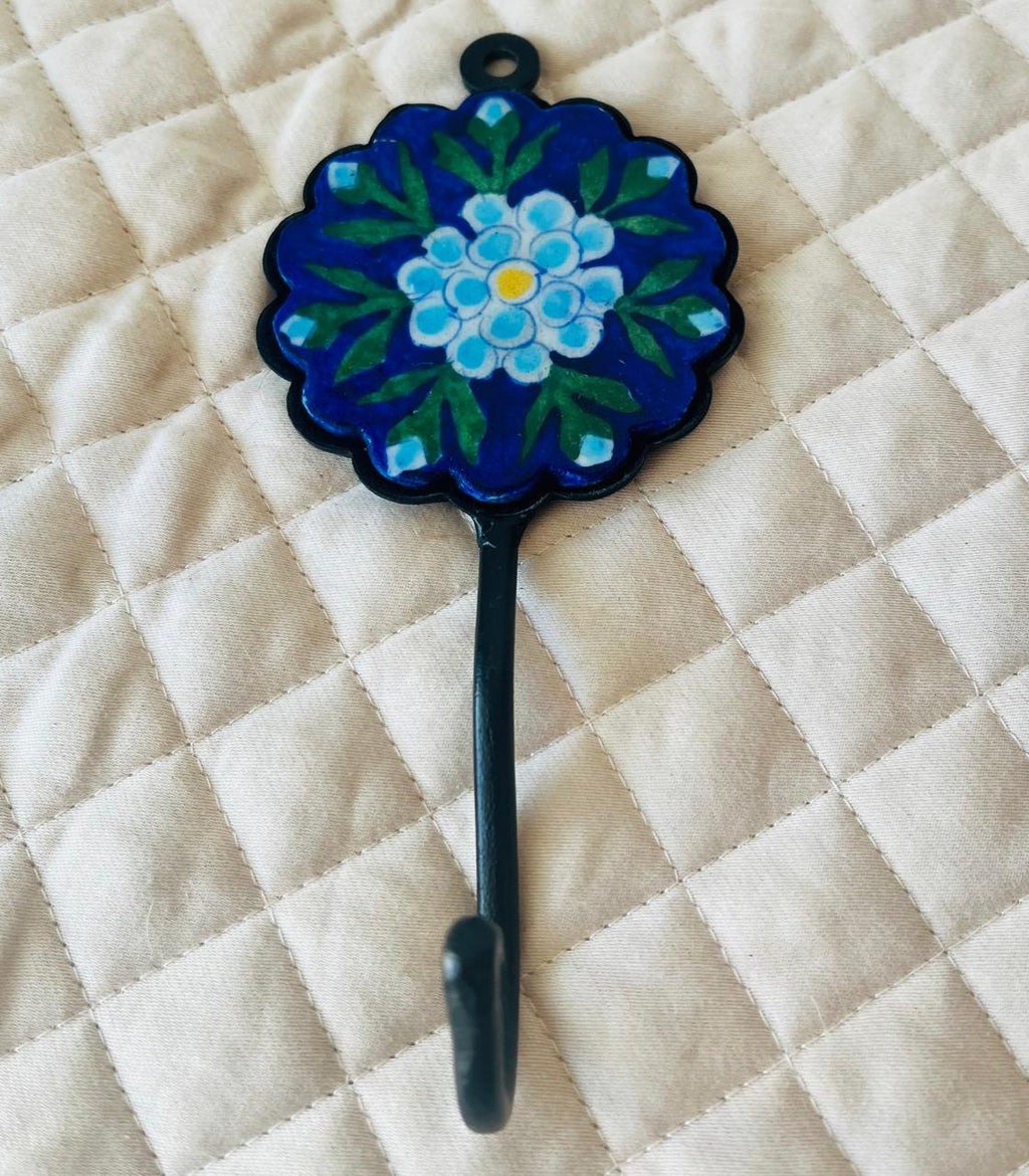 BLUE POTTERY WALL HOOK