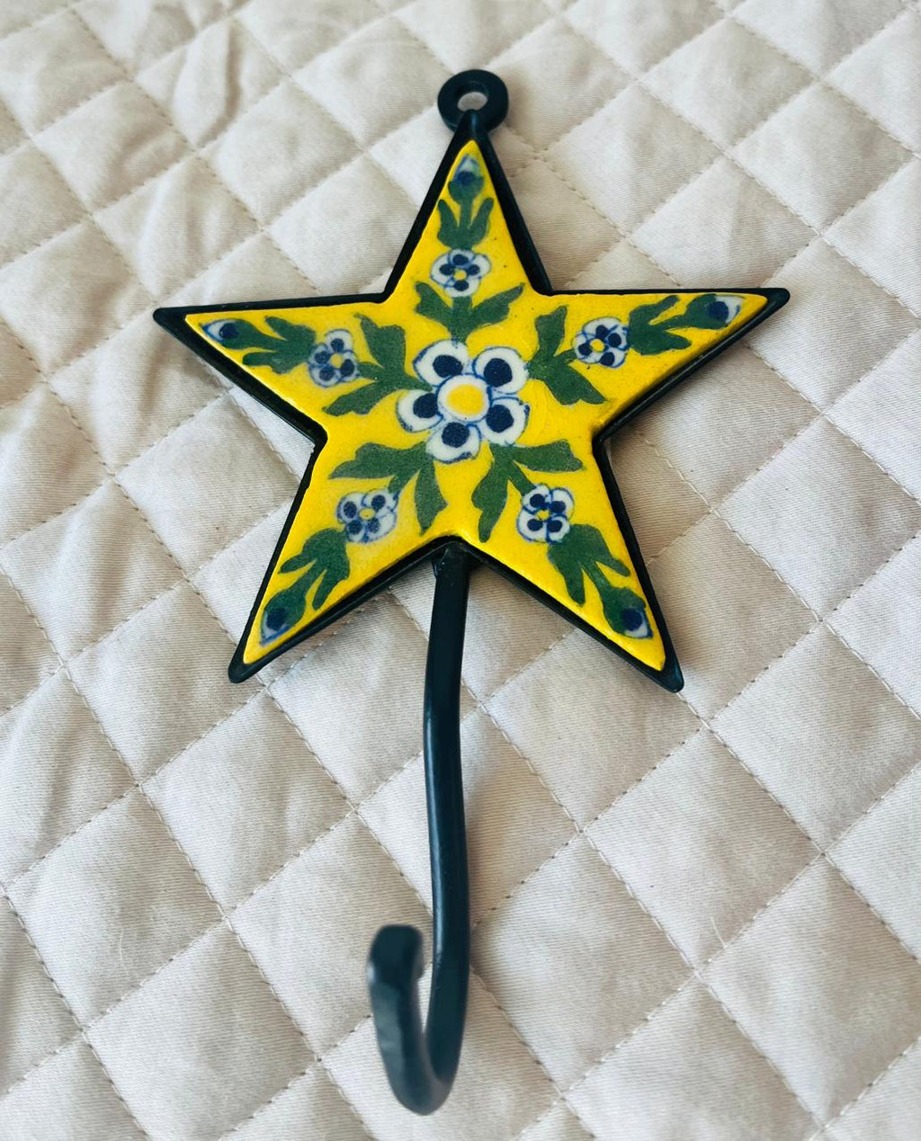 BLUE POTTERY WALL HOOK