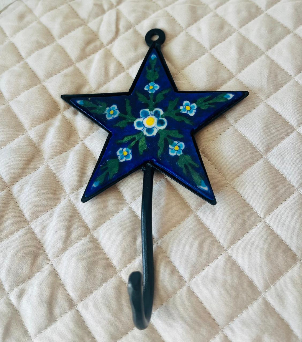 BLUE POTTERY WALL HOOK