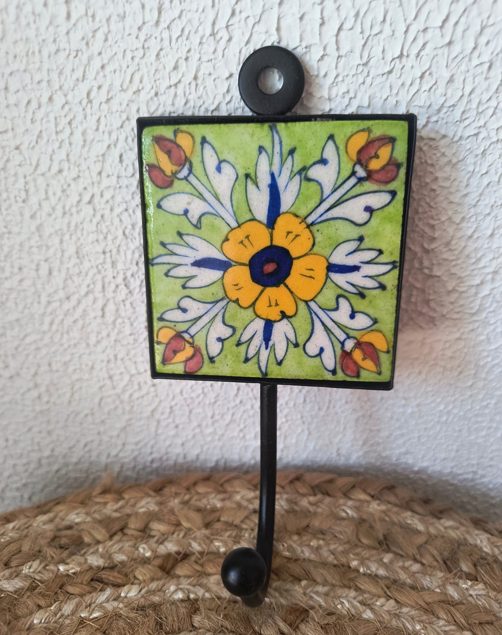 BLUE POTTERY WALL HOOK