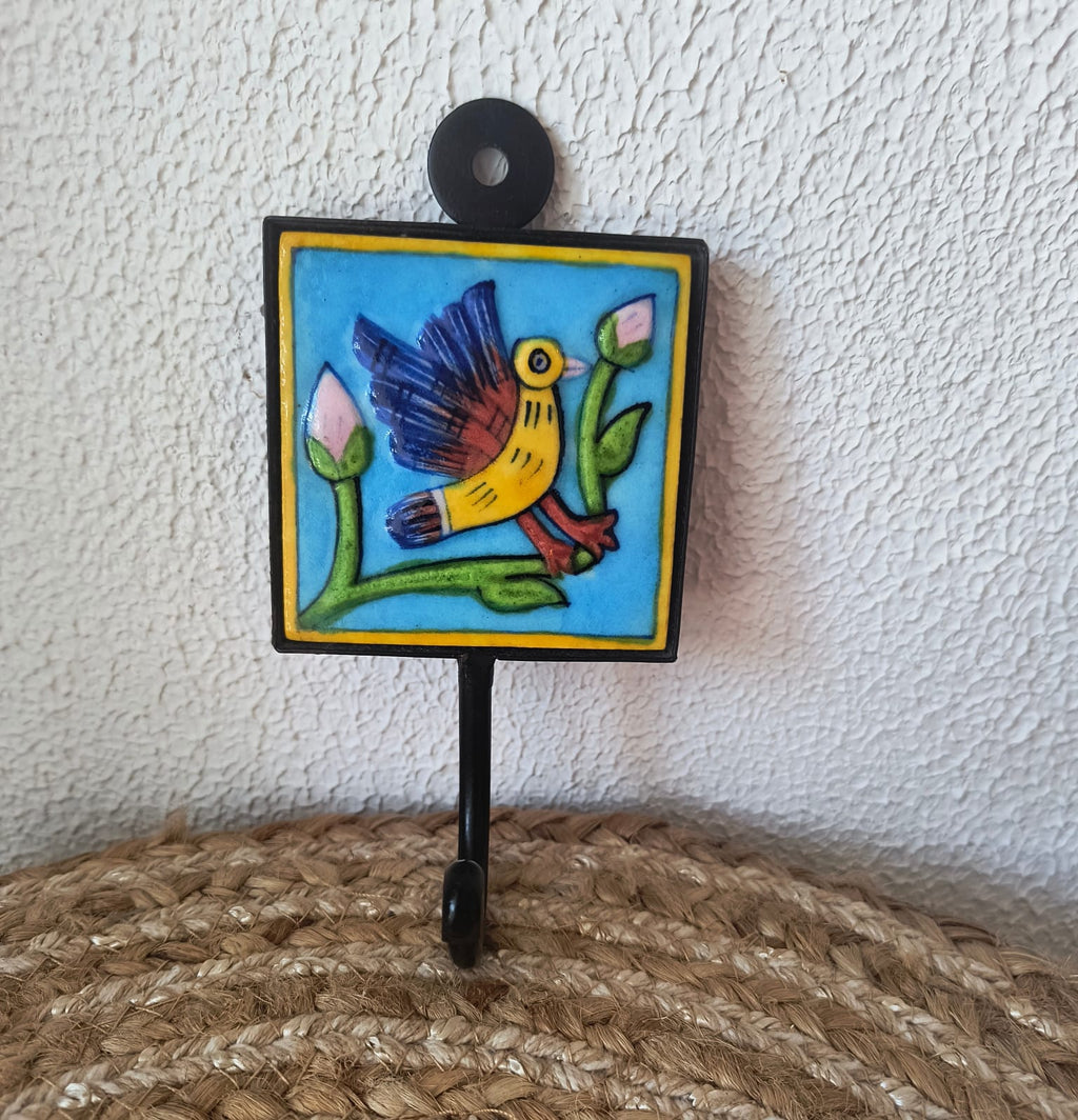 BLUE POTTERY WALL HOOK